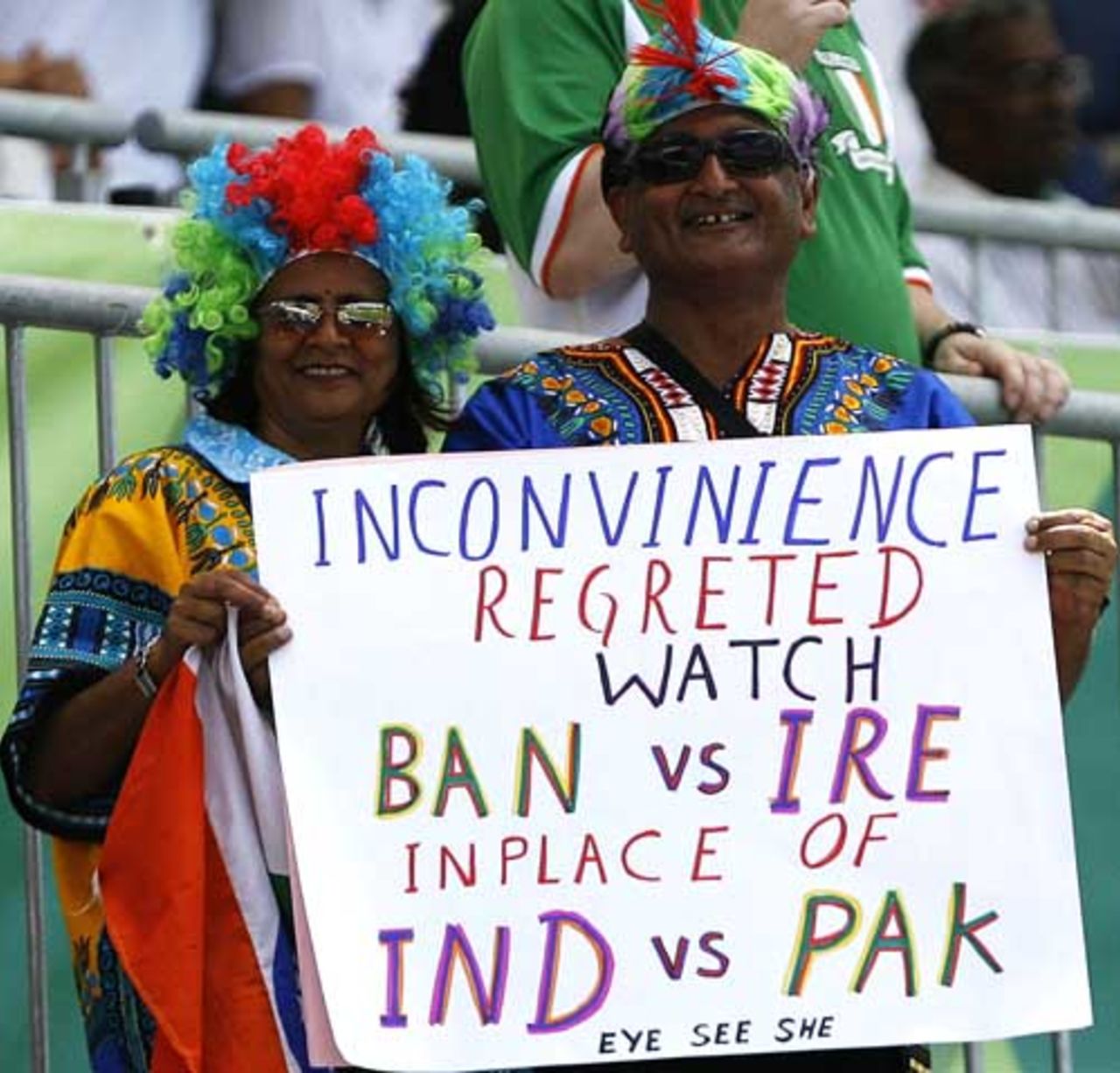Colourful Indian fans show their sense of humour, Bangladesh v Ireland, Super Eights, Barbados, April 15, 2007 