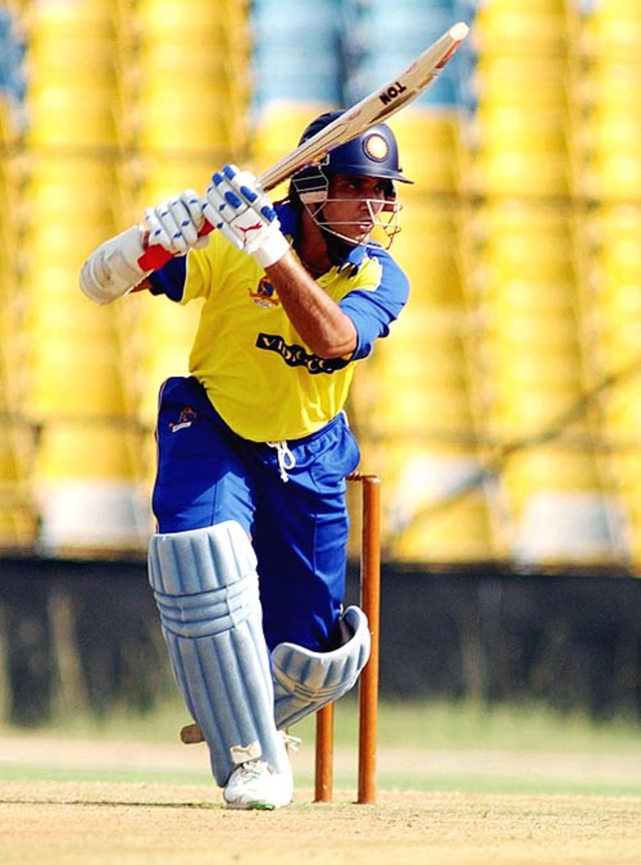 Sourav Ganguly drives through the off side, Bengal v Haryana, Inter State Twenty20, Group B, Ahmedabad, April 16, 2007