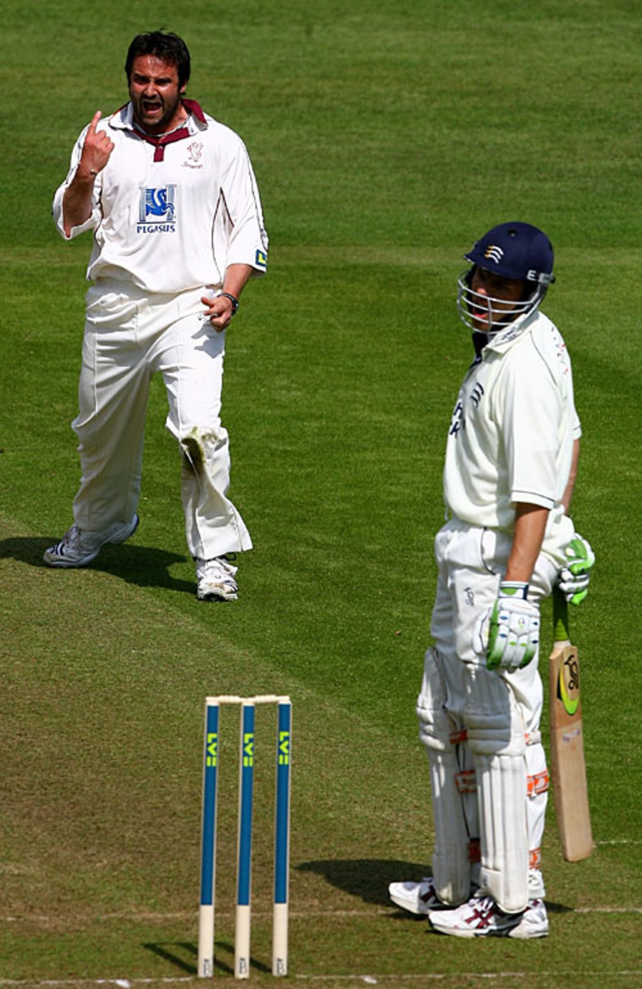 Steffan Jones traps a disconsolate Ben Hutton lbw, Somerset v Middlesex, County Championship, Division Two, Taunton, April 18, 2007