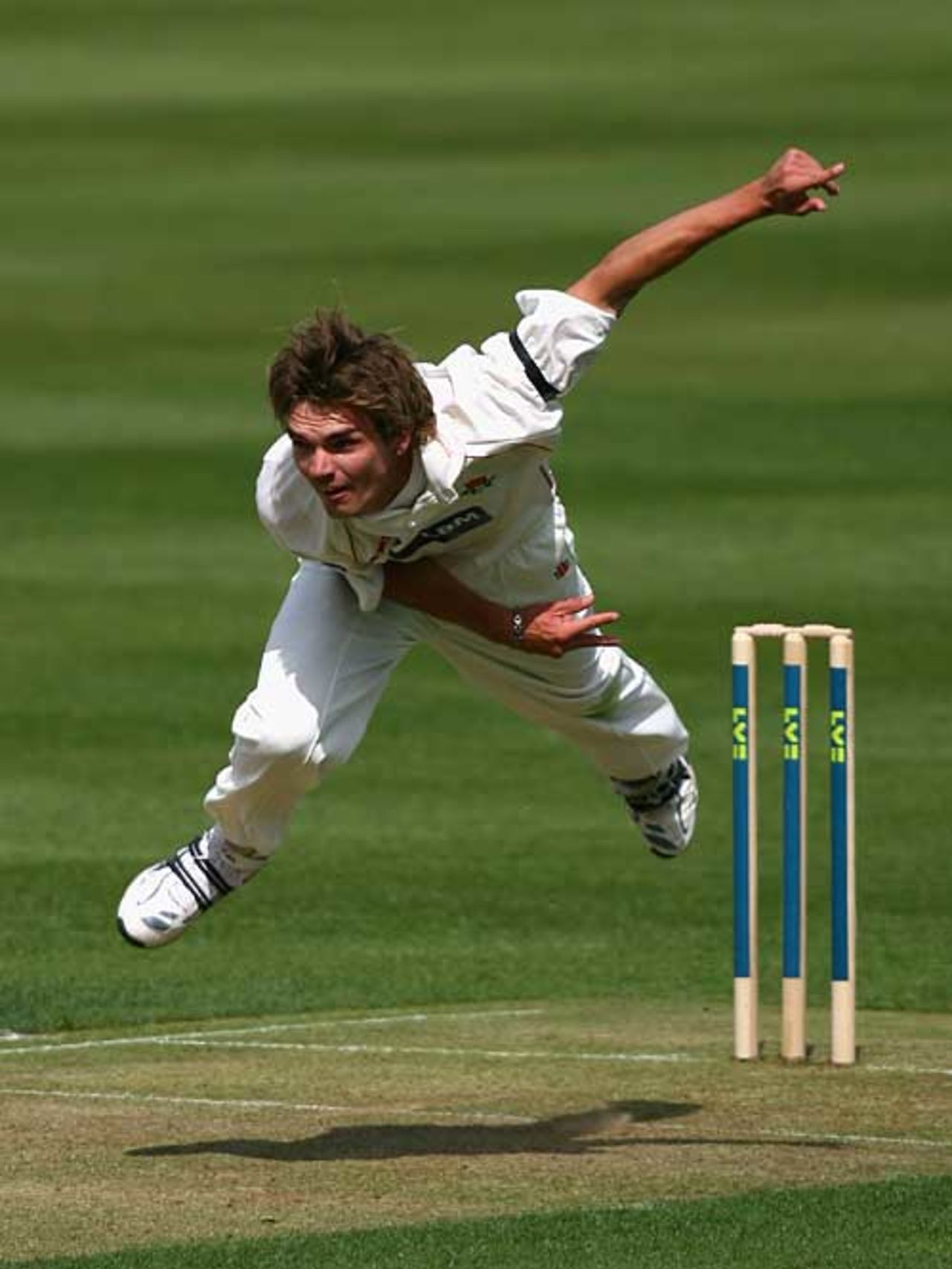 Oliver Newby lets one fly for Lancashire, Warwickshire v Lancashire, County Championship, Division One, Edgbaston, April 18, 2007