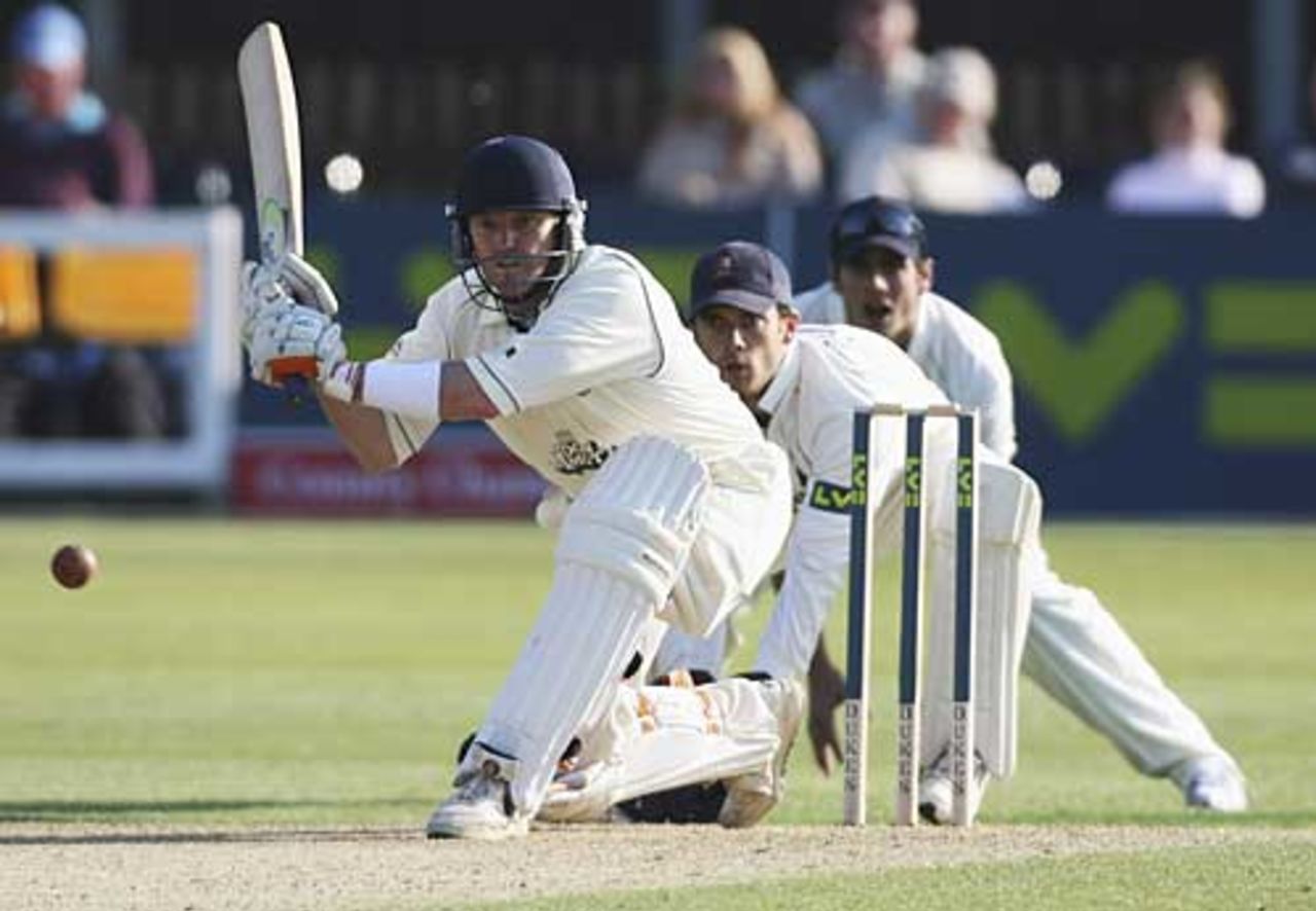 Ian Harvey sweeps during his opening-day century against Essex, Essex v Derbyshire, County Championship, Division Two, Chelmsford, April 18, 2007