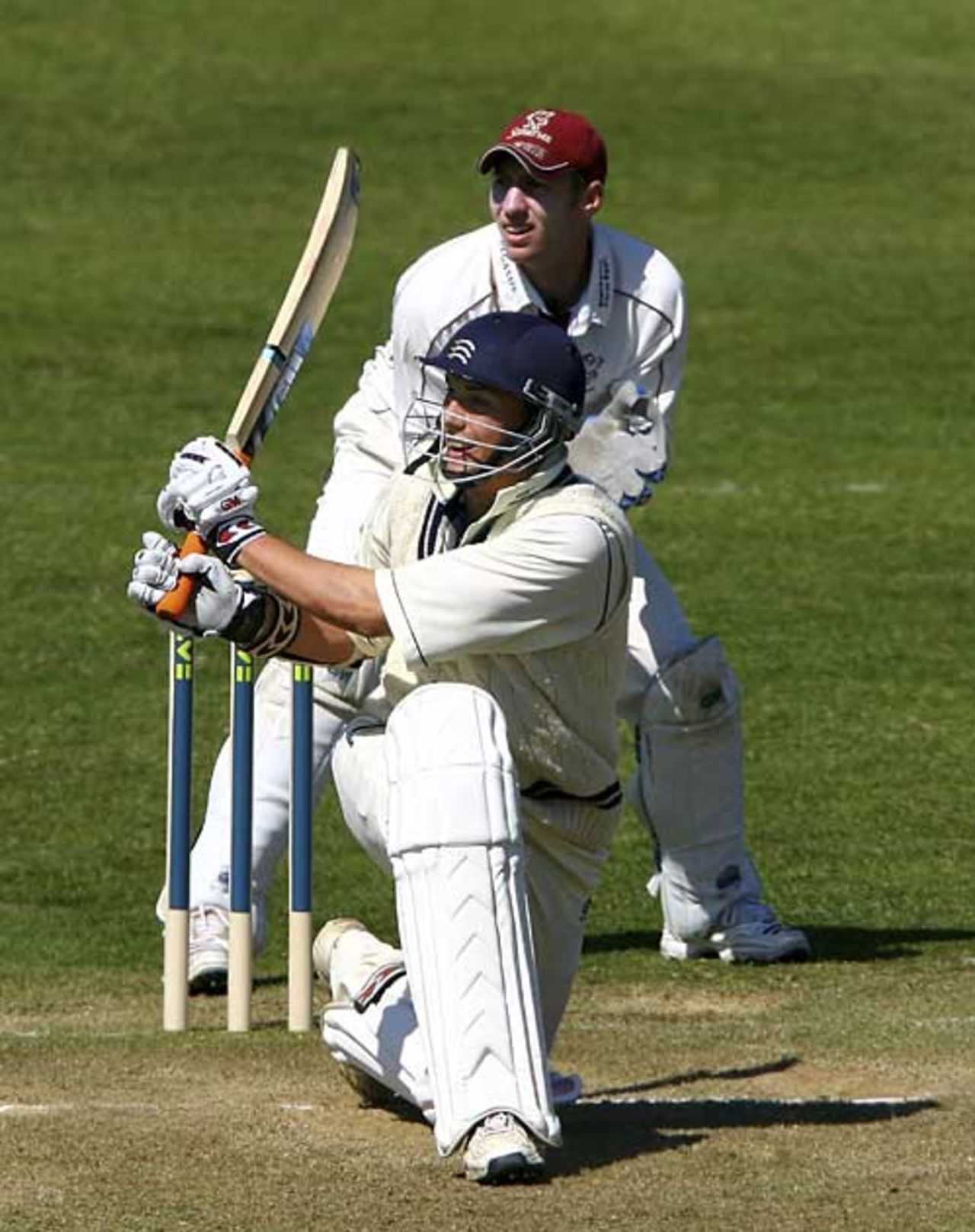 Billy Godleman brings out the sweep during his maiden Championship century, Somerset v Middlesex, County Championship, Division Two, Taunton, April 19, 2007