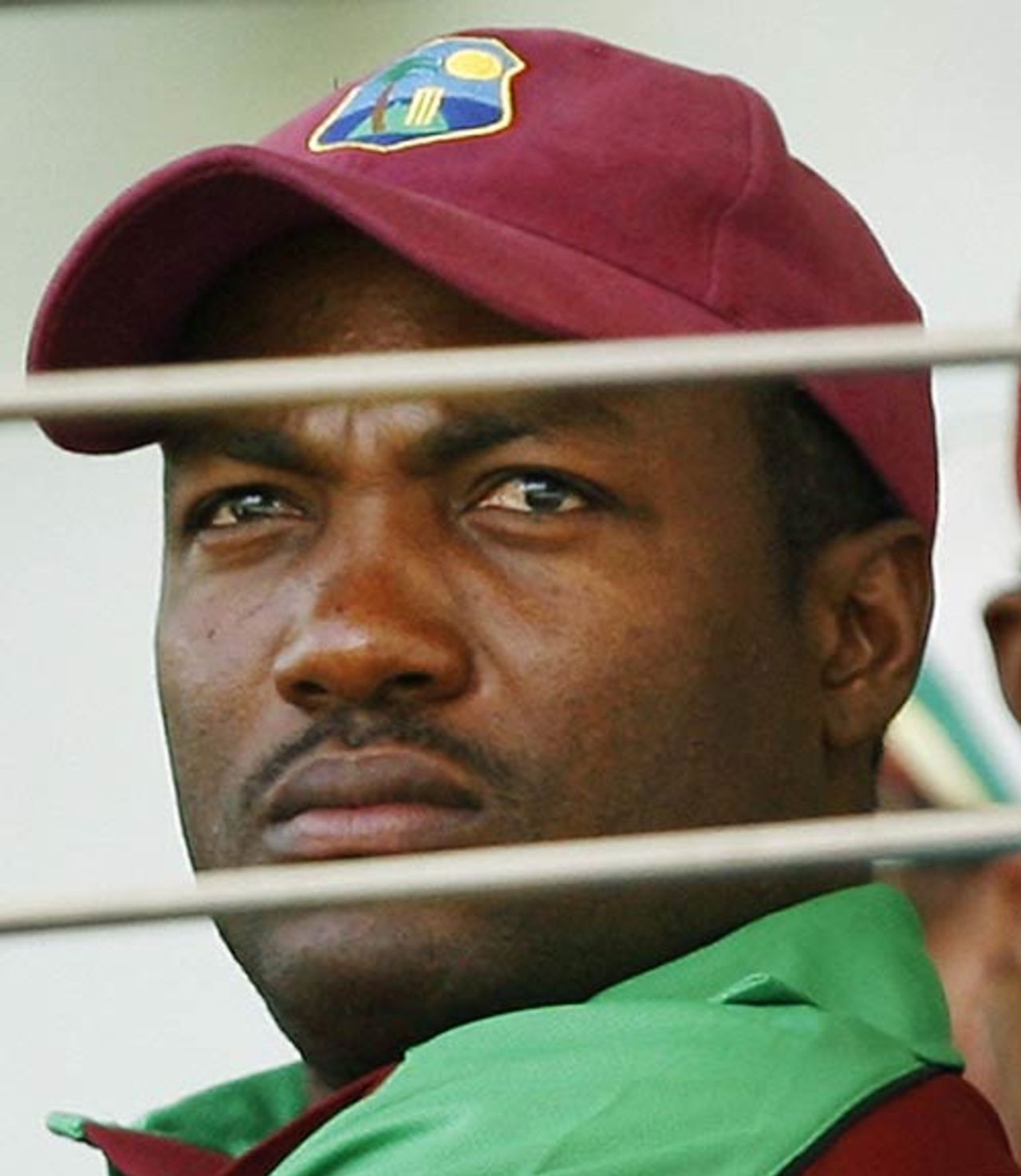 Brian Lara watches the proceedings from the dressing-room, West Indies v Bangladesh, Super Eights, Barbados, April 19, 2007