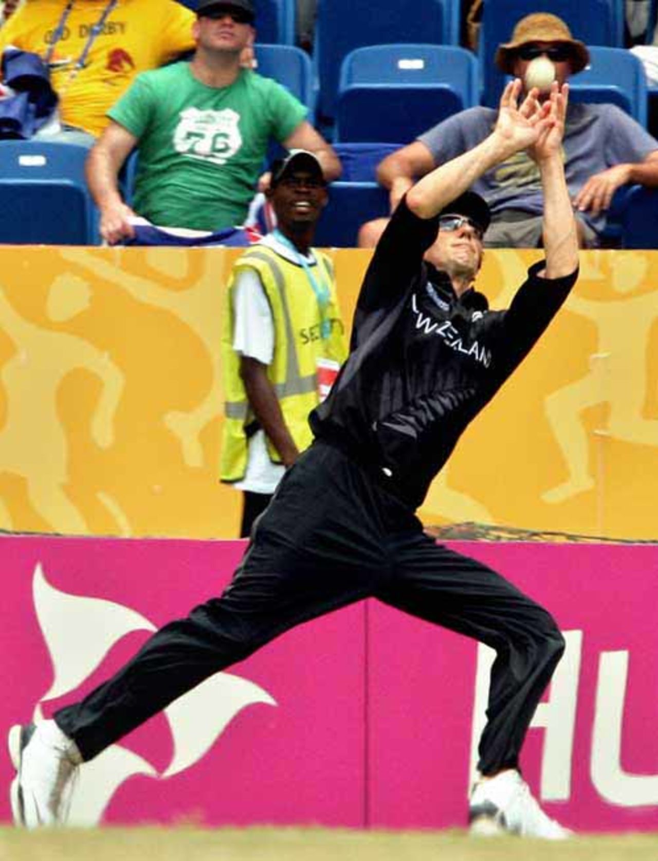 Michael Mason successfully takes a catch to dismiss  Andrew Symonds, Australia v New Zealand, Super Eights, Grenada, April 20, 2007 