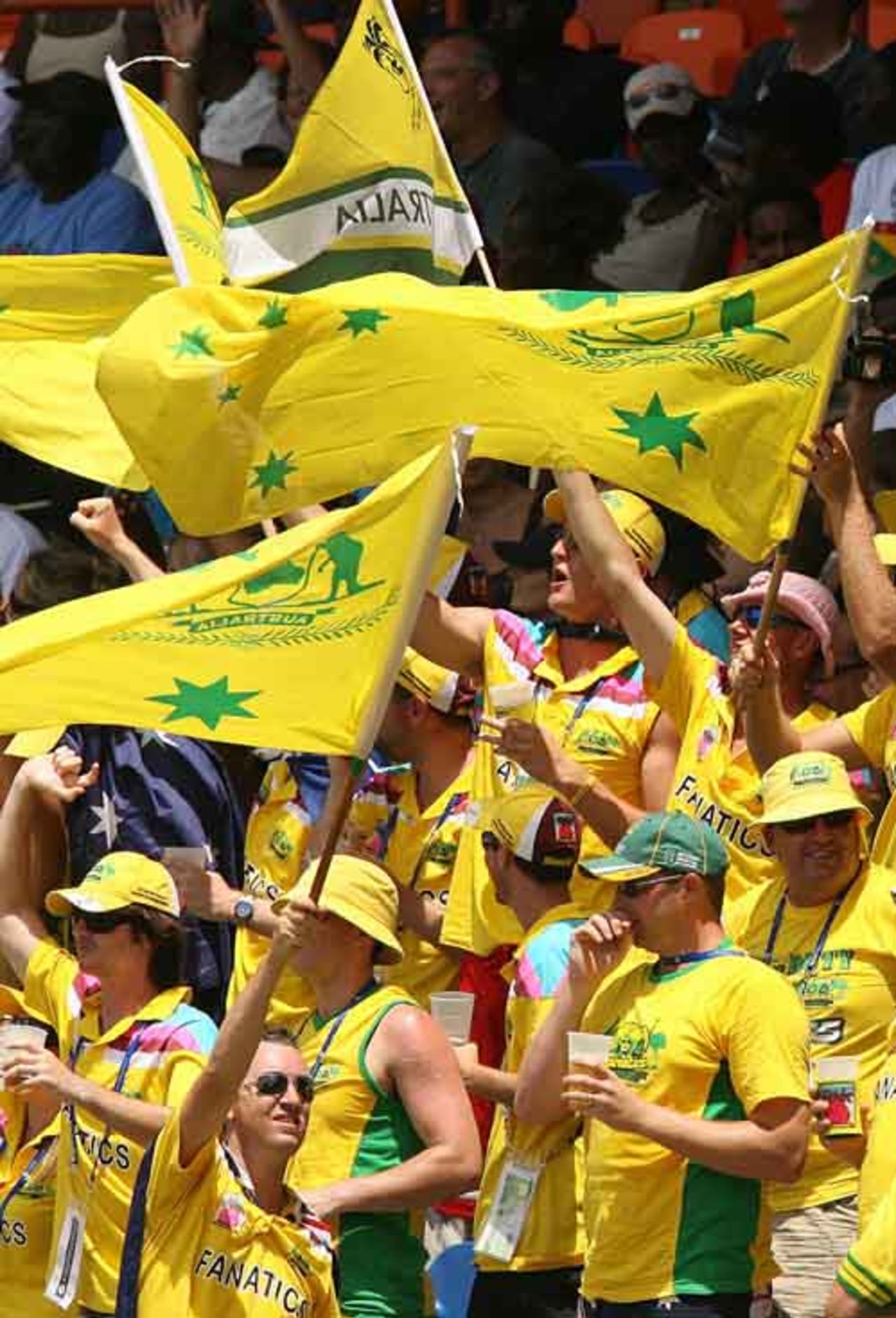 A sea of Australian fans cheer their team on, Australia v New Zealand, Super Eights, Grenada, April 20, 2007
