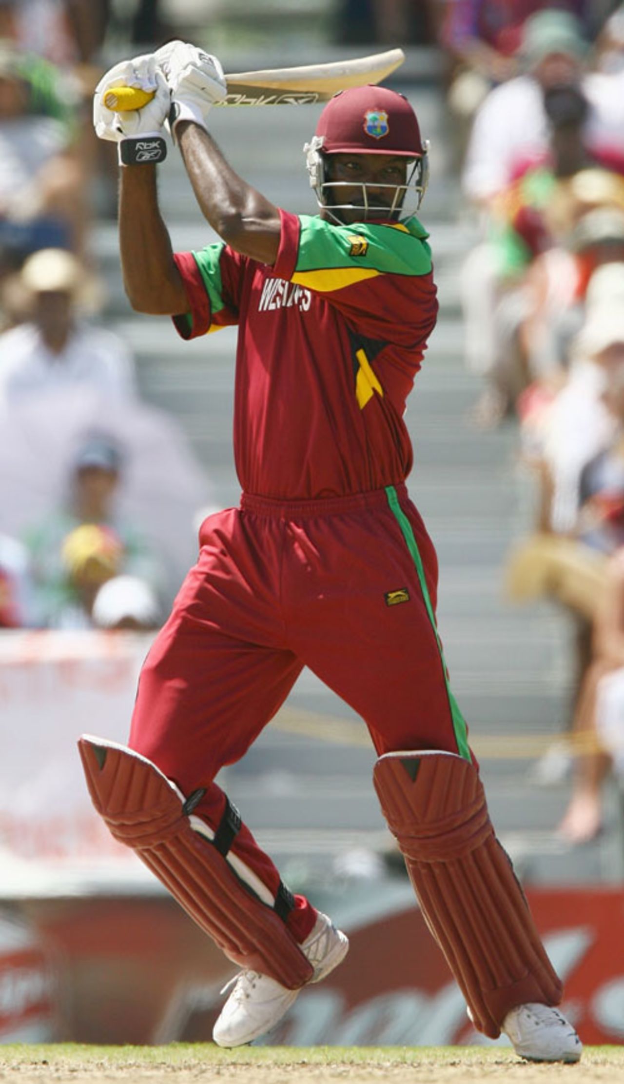 Chris Gayle finds another gap on the off side, England v West Indies, Super Eights, Barbados, April 21, 2007