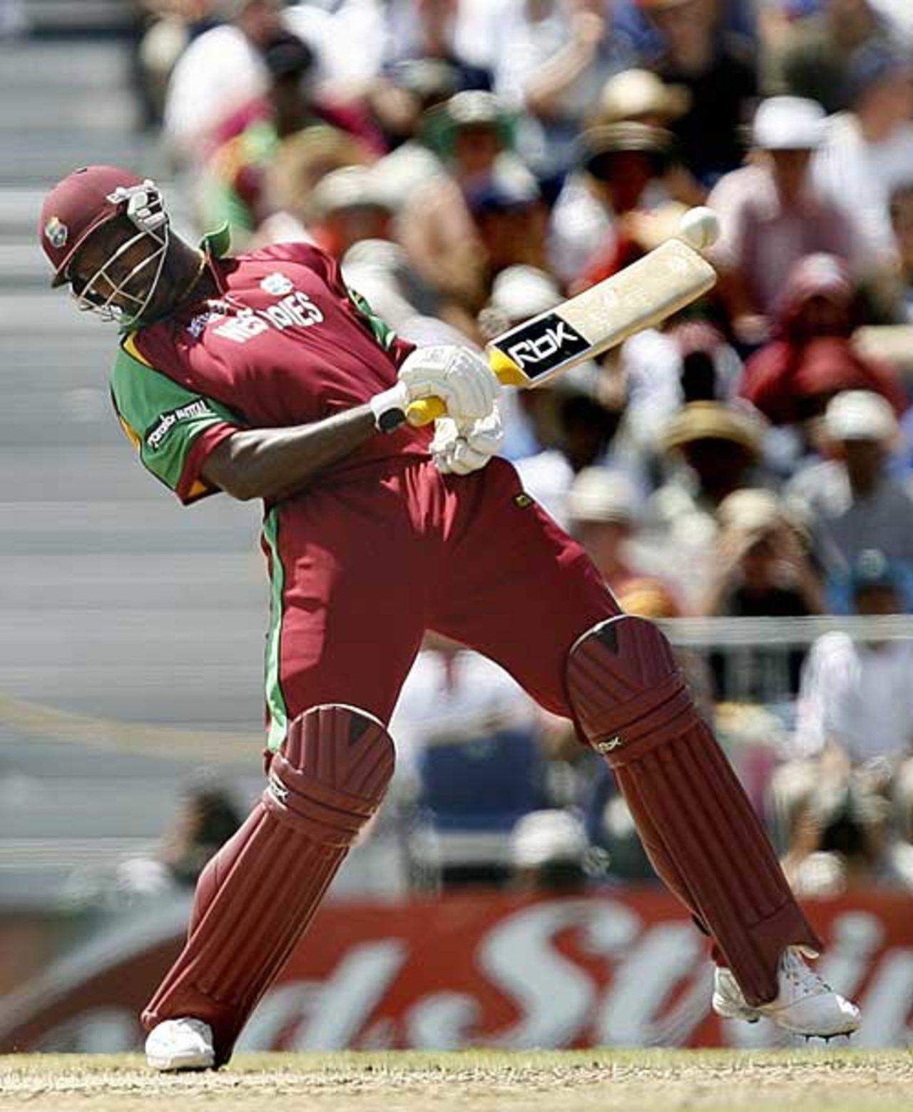 Chris Gayle deflects a bouncer down to third man, England v West Indies, Super Eights, Barbados, April 21, 2007