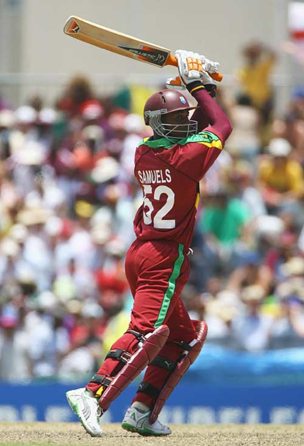 Marlon Samuels carves through the off side during his half century, England v West Indies, Super Eights, Barbados, April 21, 2007