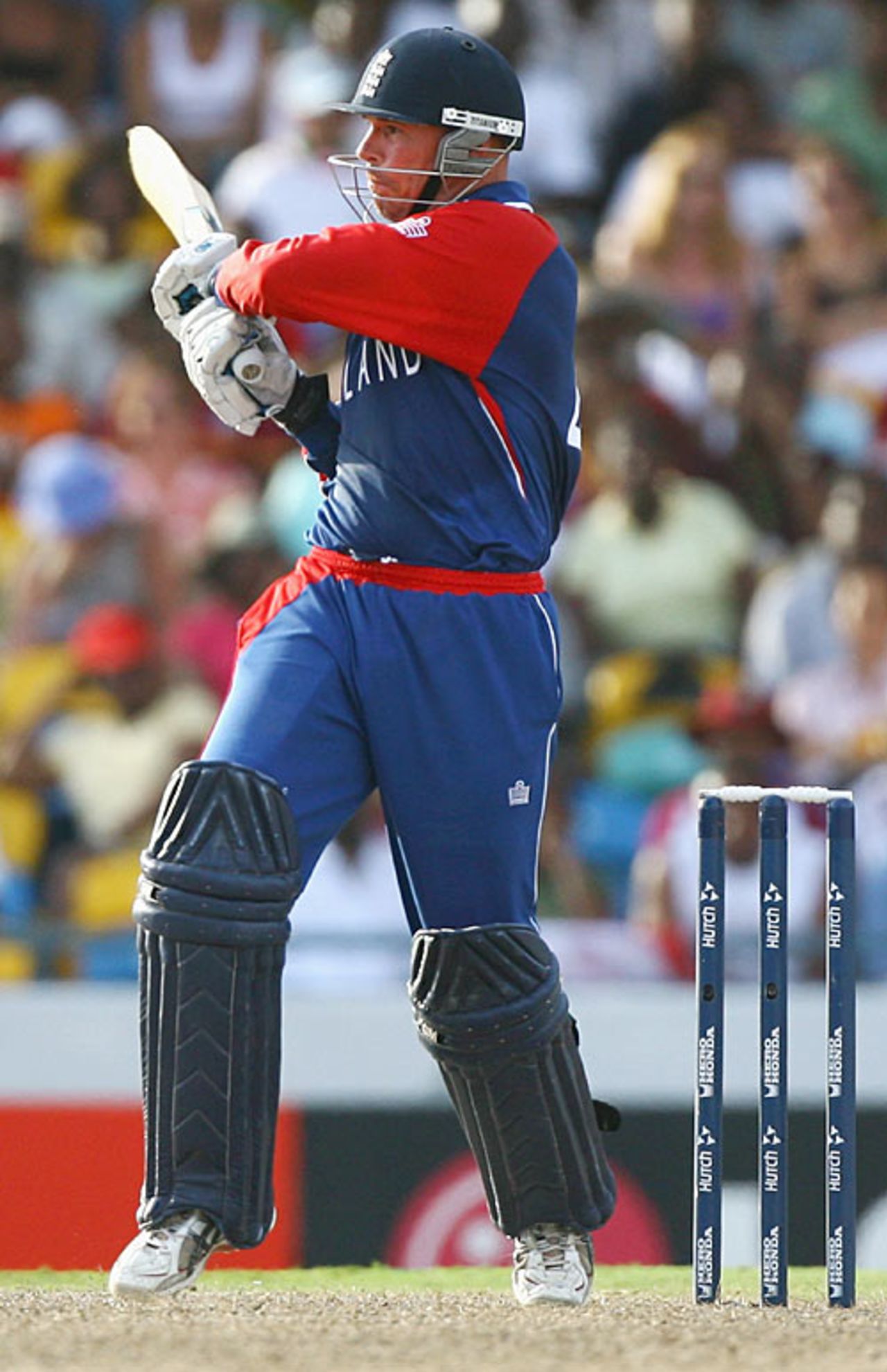Paul Nixon pulls powerfully during his vital cameo of 38, England v West Indies, Super Eights, Barbados, April 21, 2007