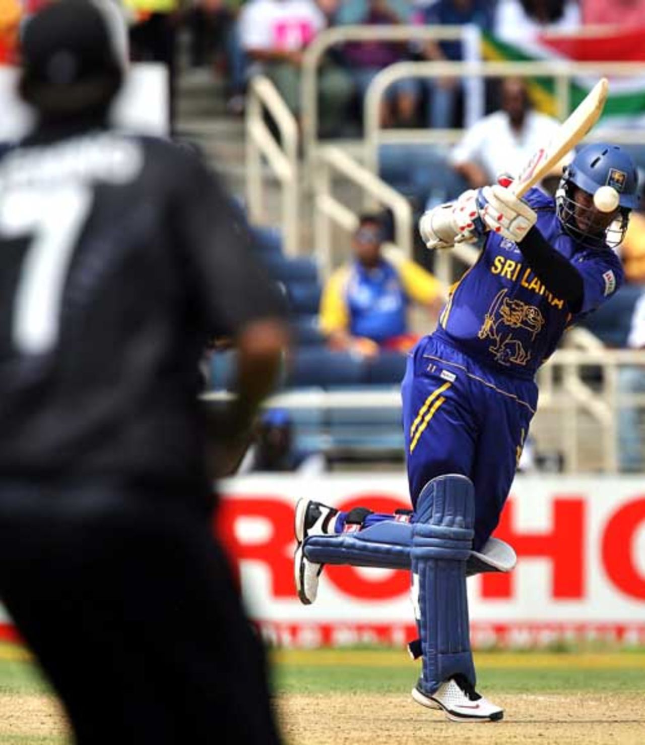 Kumar Sangakkara gave an easy catch to Stephen Fleming at mid-on, New Zealand v Sri Lanka, 1st semi-final, Jamaica, April 24, 