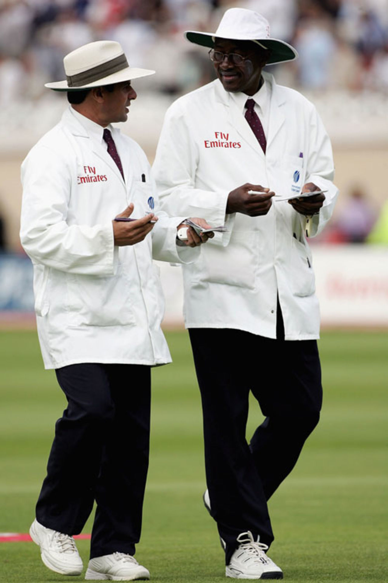 Aleem Dar and Steve Bucknor chew the cud, England v Australia, 4th Test, Nottingham, August 28, 2005