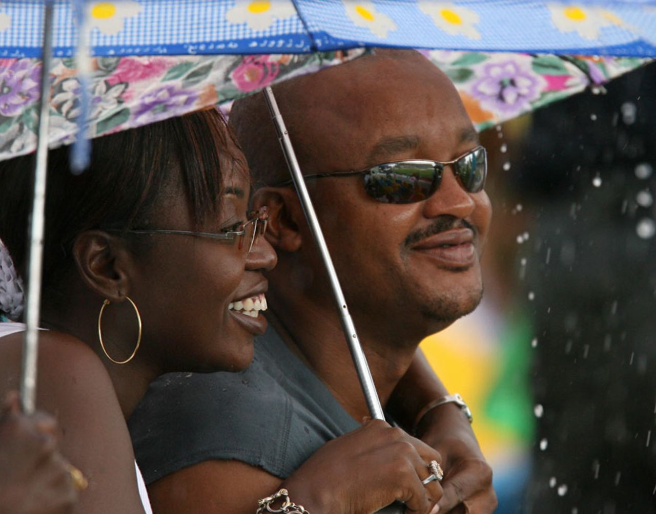 Spectators shelter from the rain in Barbados, Australia v Sri Lanka, World Cup final, Barbados, April 28, 2007