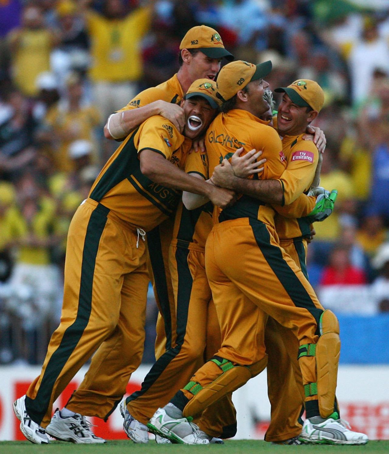 Australia celebrate as their victory is confirmed, Australia v Sri Lanka, World Cup final, Barbados, April 28, 2007