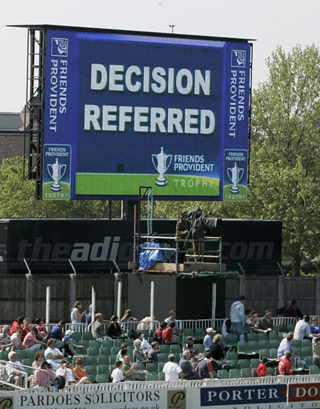 The first referral by a player to the third umpire is made at Taunton, Somerset v Sussex, Friends Provident Trophy, Taunton, April 29, 2007
