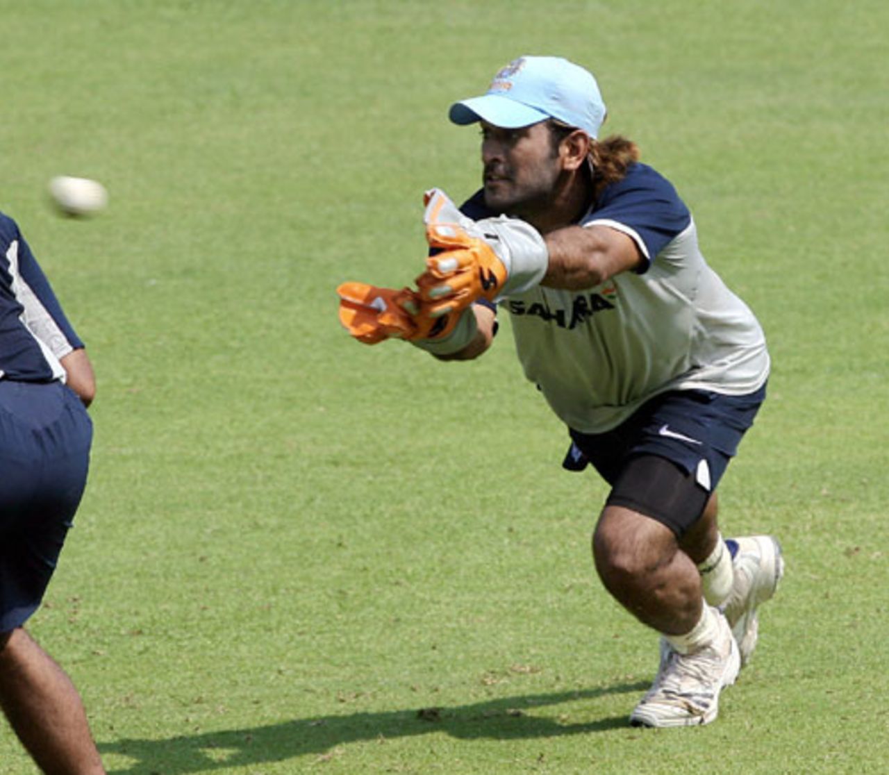 MS Dhoni in action during a practice session,  Kolkata, May 3, 2007