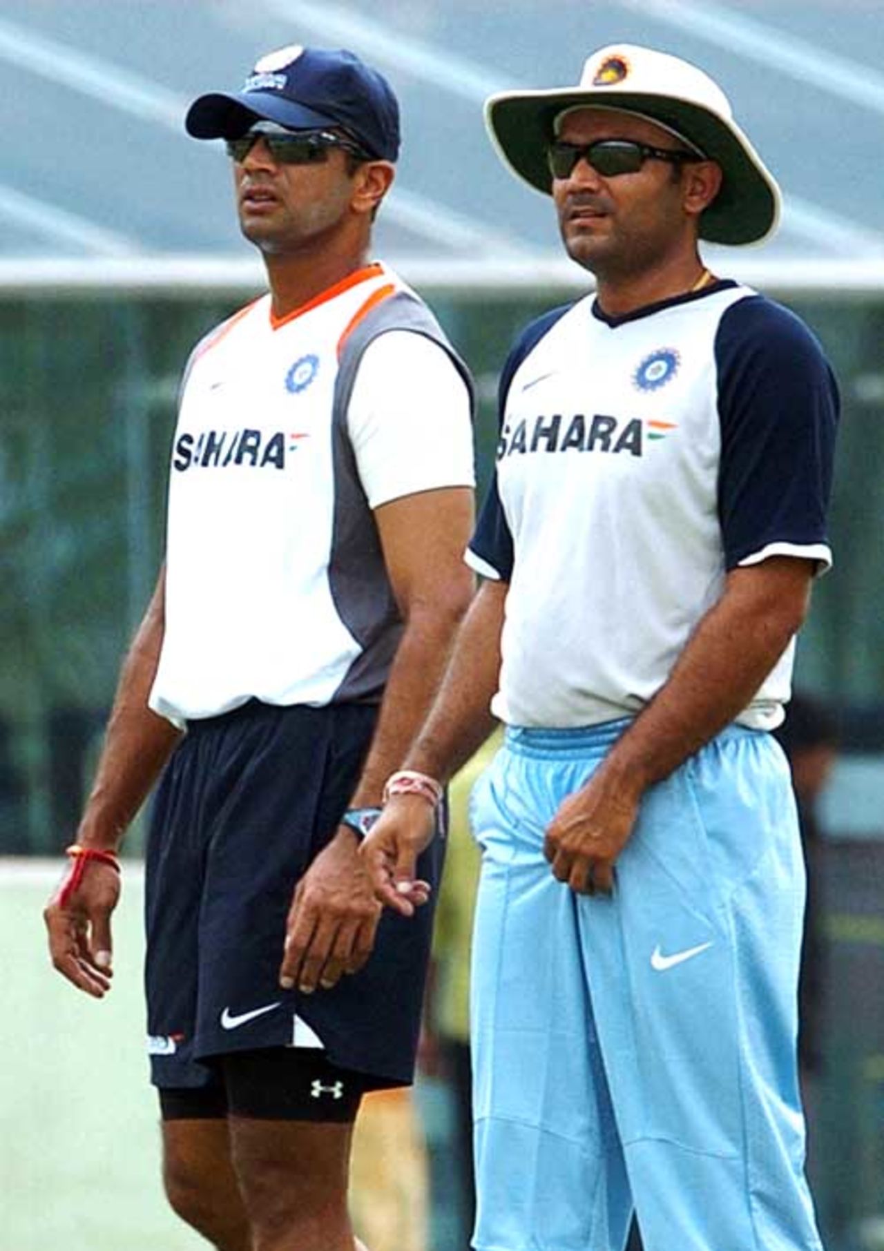Rahul Dravid and Virender Sehwag get set for a work out, Mirpur Stadium, Dhaka, May 8, 2007