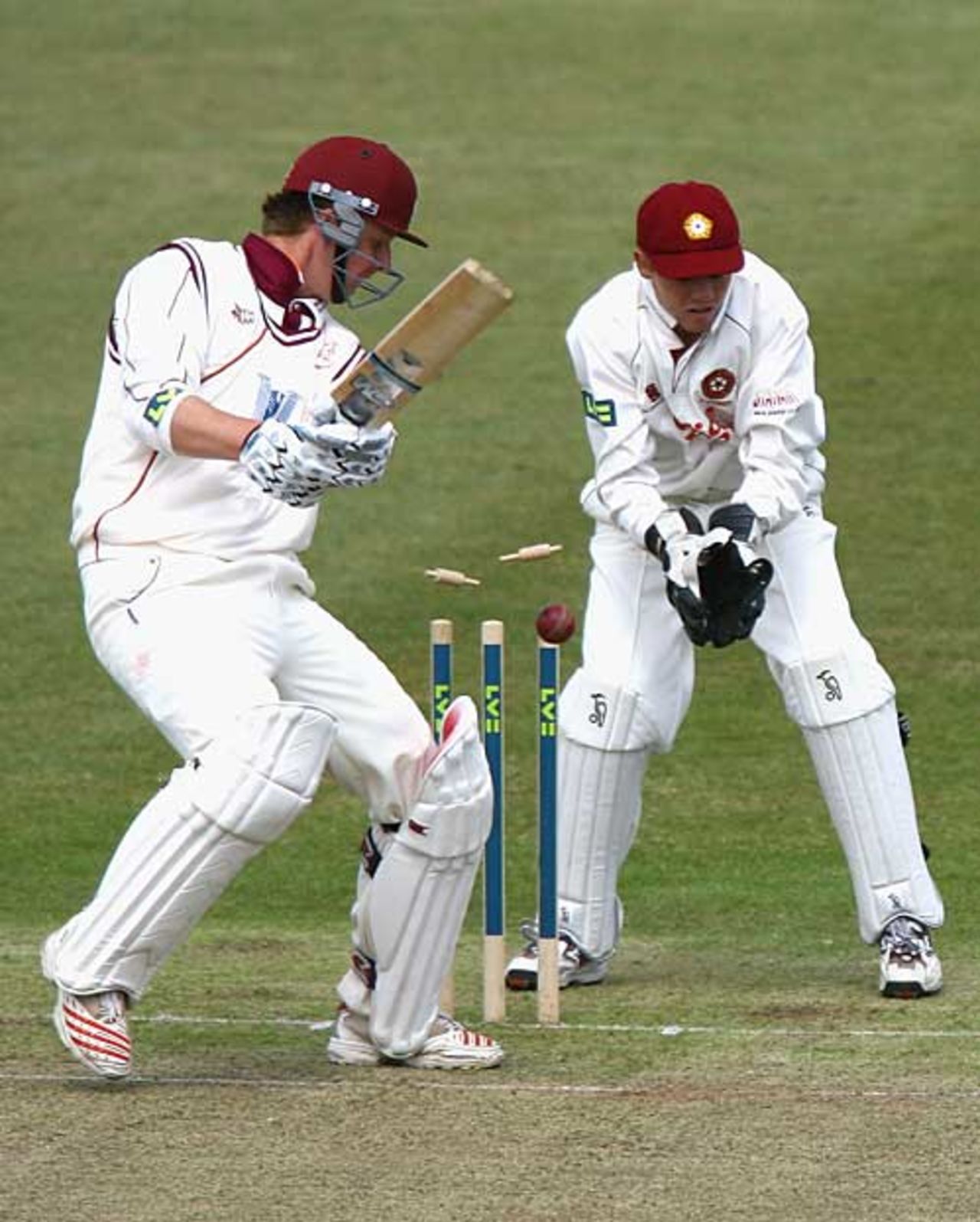 Neil Edwards is bowled by Monty Panesar, Northamptonshire v Somerset, County Championship, Division Two, Northampton, May 8, 2007