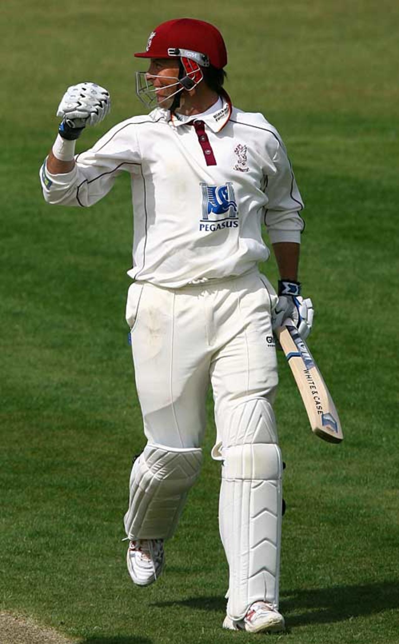 Marcus Trescothick punches the air after reaching a century, Northamptonshire v Somerset, County Championship, Division Two, Northampton, May 8, 2007