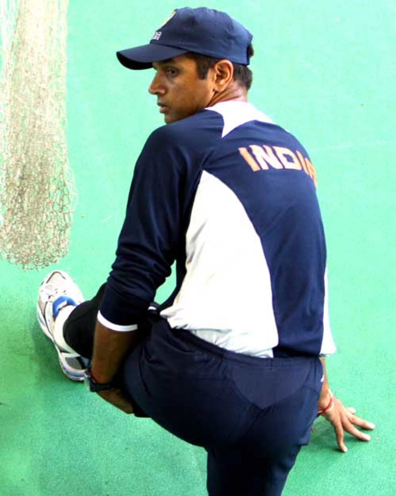 Rahul Dravid warms up before training at the nets, Chittagong, May 14, 2007