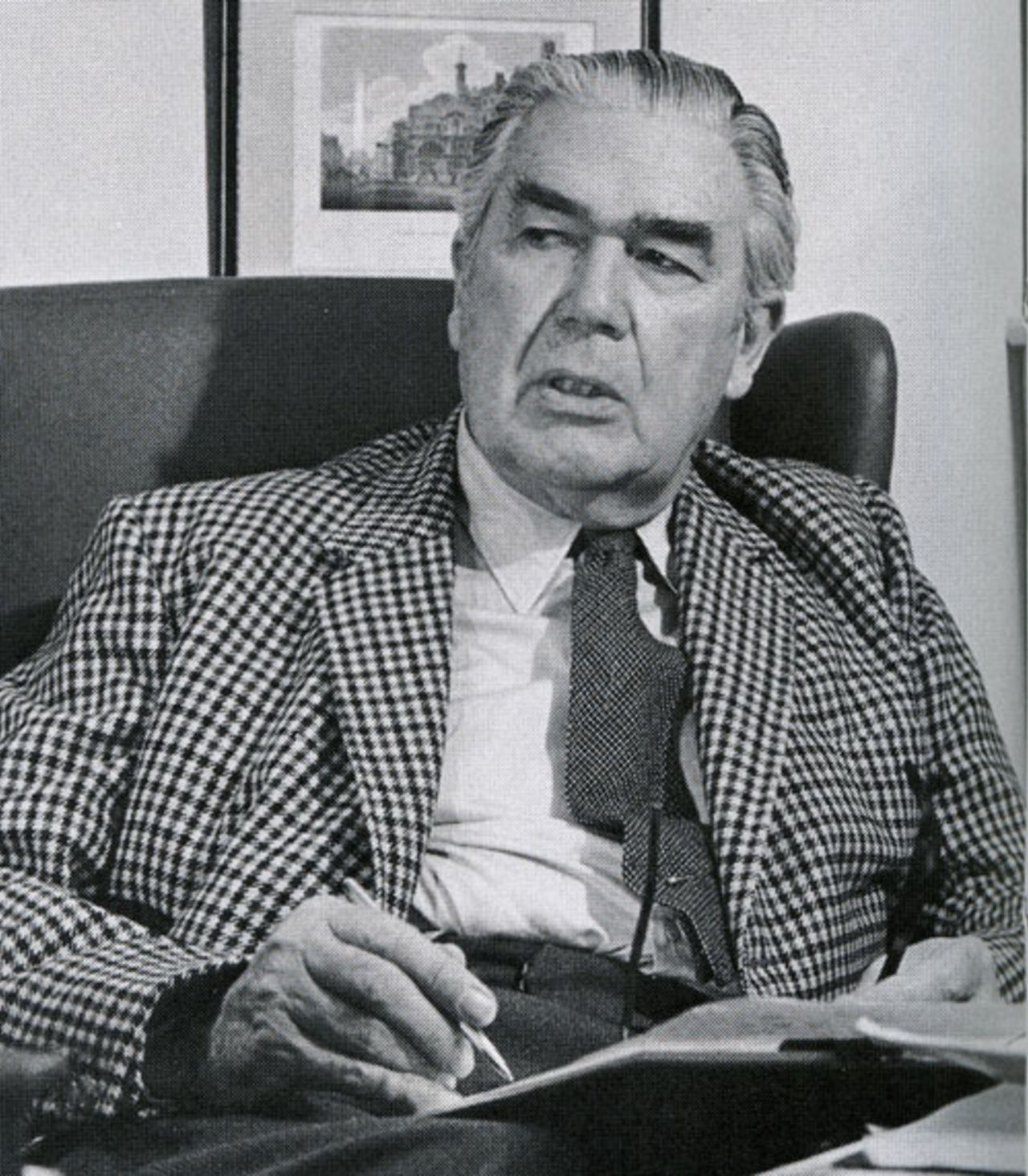 EW Swanton relaxing at home, 1977