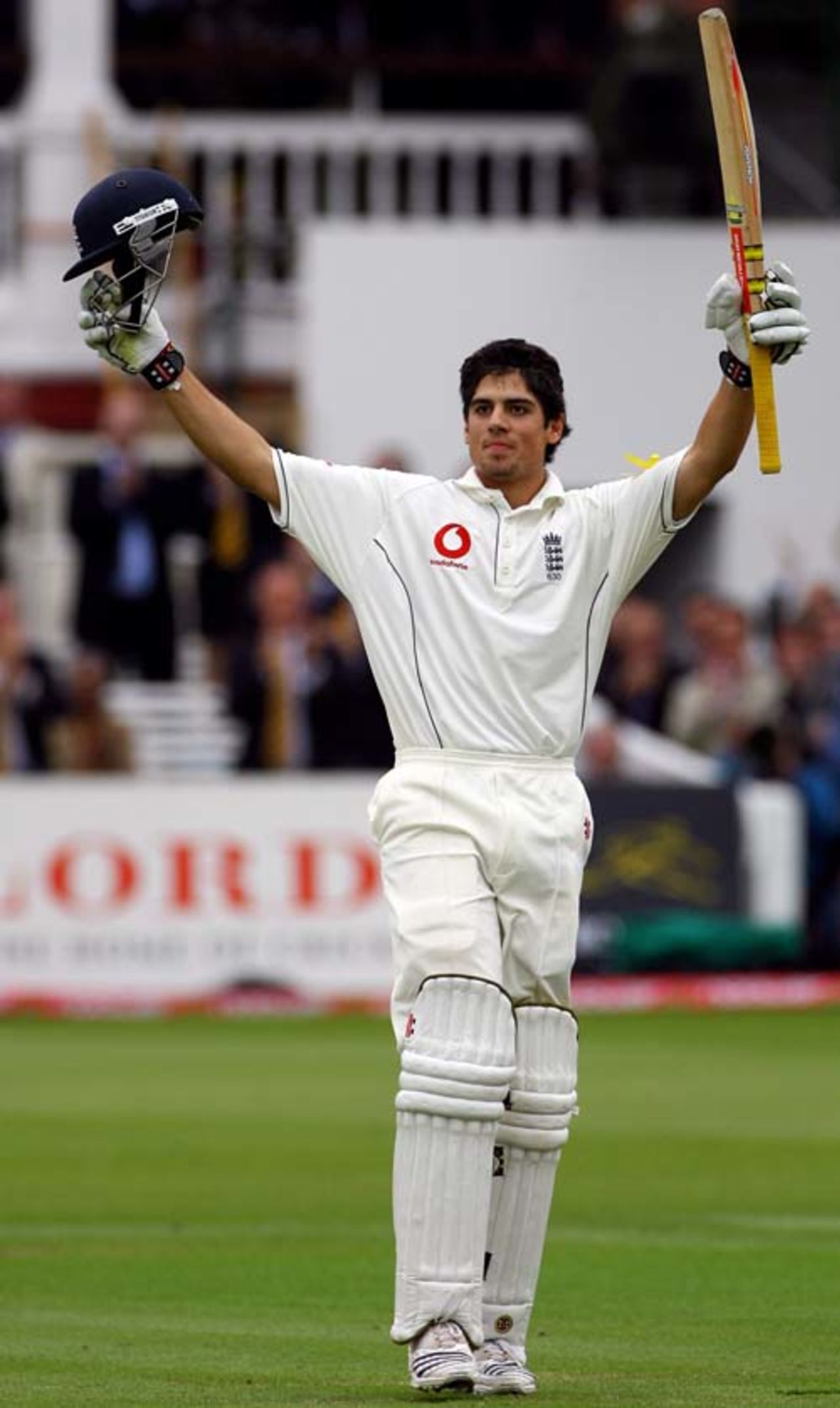 Alastair Cook celebrates reaching his fifth Test hundred, England v West Indies, 1st Test, Lord's, May 17, 2007
