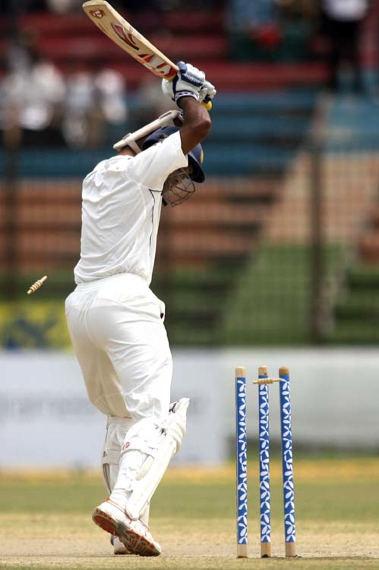 Wasim Jaffer lets the first ball go, only to see his bails knocked over, Bangladesh v India, 1st Test, Chittagong, May 18, 2007