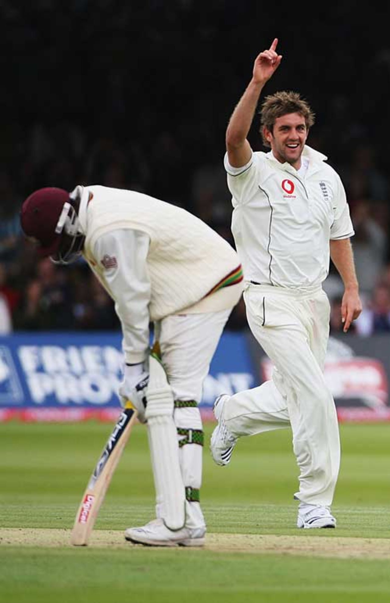 Liam Plunkett struck England's first blow by uprooting Chris Gayle's off stump, England v West Indies, 1st Test, Lord's, May 19, 2007