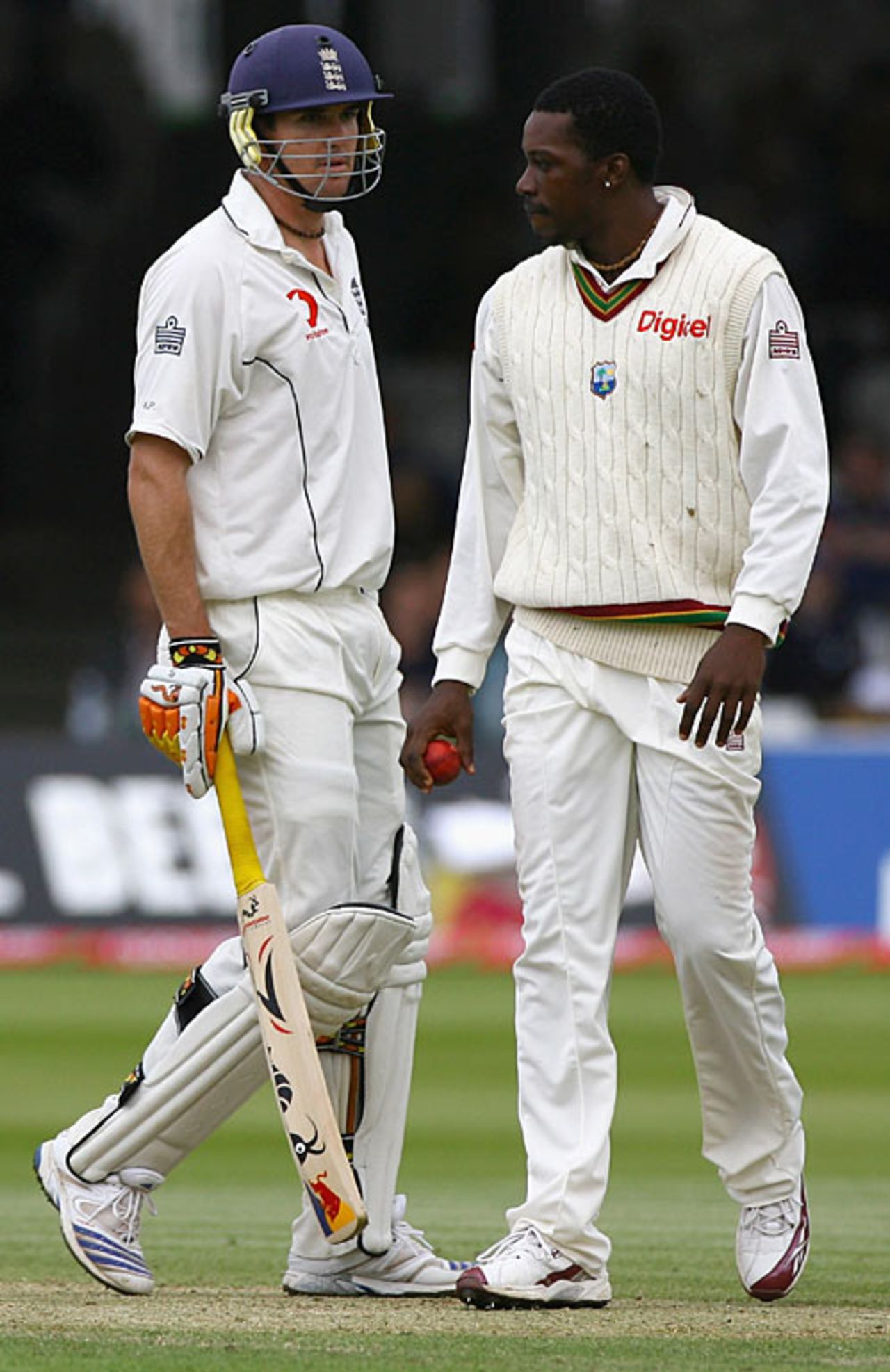 Kevin Pietersen and Chris Gayle share views during their entertaining tête à tête, England v West Indies, 1st Test, Lord's, May 20, 2007