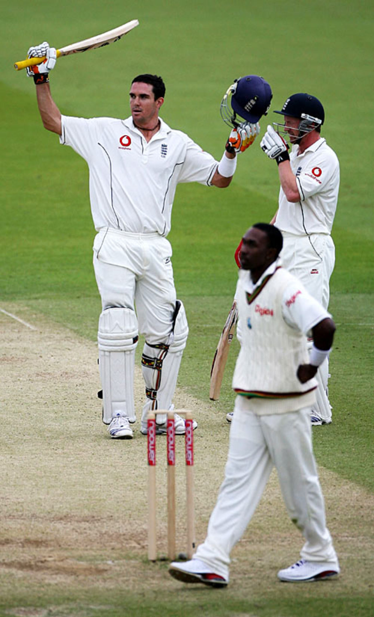Kevin Pietersen celebrates his thrilling hundred, England v West Indies, 1st Test, Lord's, May 20, 2007