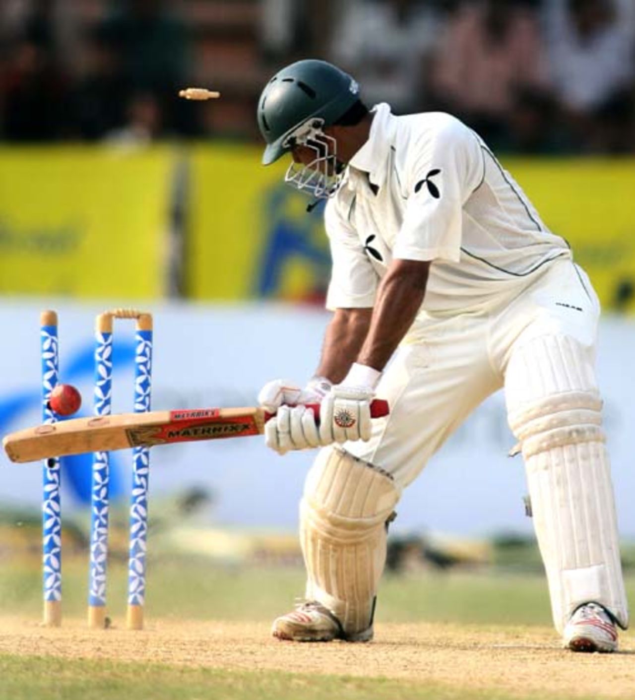 Mashrafe Mortaza is bowled by VRV Singh, Bangladesh v India, 1st Test, Chittagong, 4th day, May 21, 2007