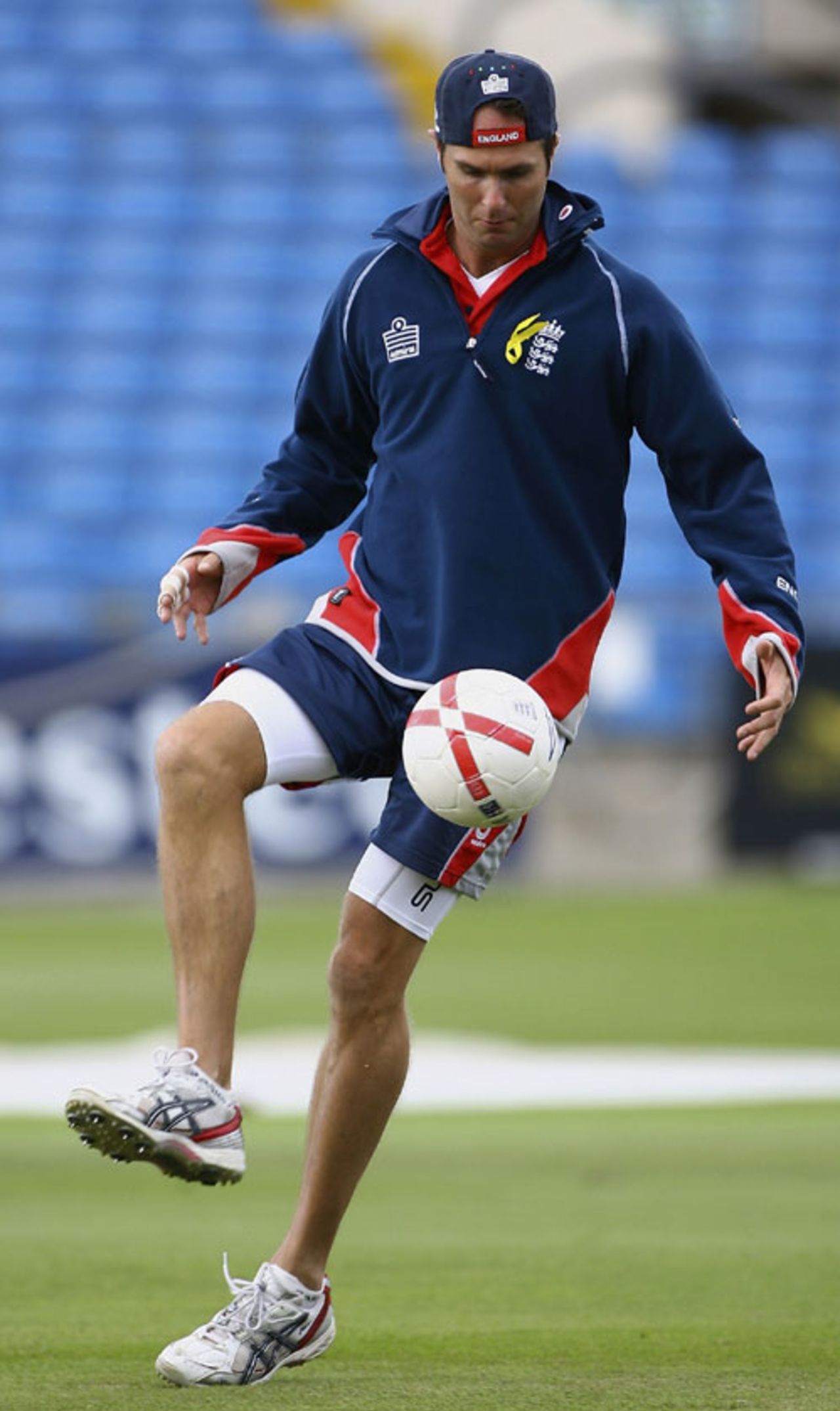 An eye on the (bigger) ball; Michael Vaughan during practice, Headingley, May 23, 2007