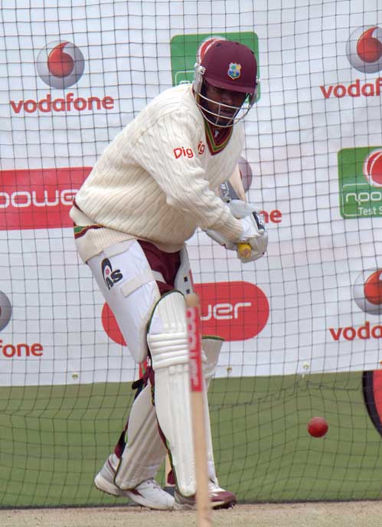 Chris Gayle gets his head down in the nets, Headingley, May 24, 2007