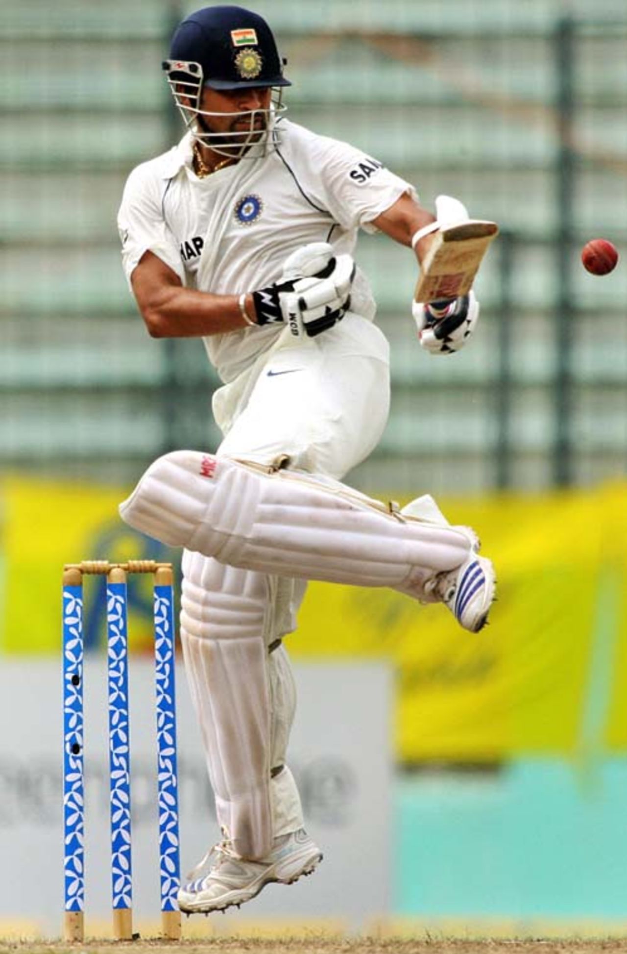 Sachin Tendulkar fends a bouncer en route to his 37th hundred, Bangladesh v India, 2nd Test, Mirpur, 2nd day, May 26, 2007