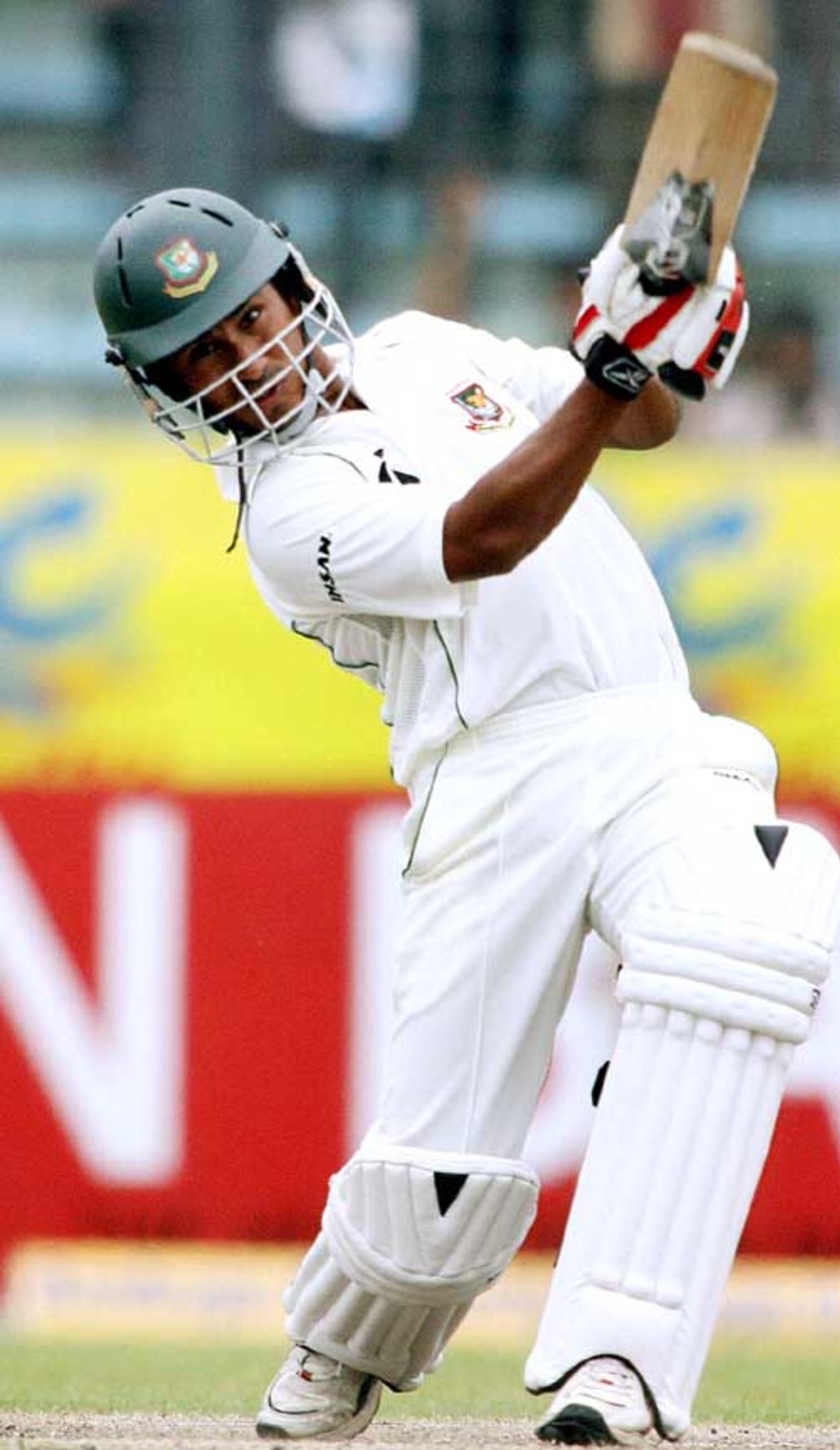 Mohammad Ashraful hits a boundary on the way to his entertaining half-century even as Bangladesh sank towards defeat, Bangladesh v India, 2nd Test, 3rd day, Mirpur, May 27, 2007