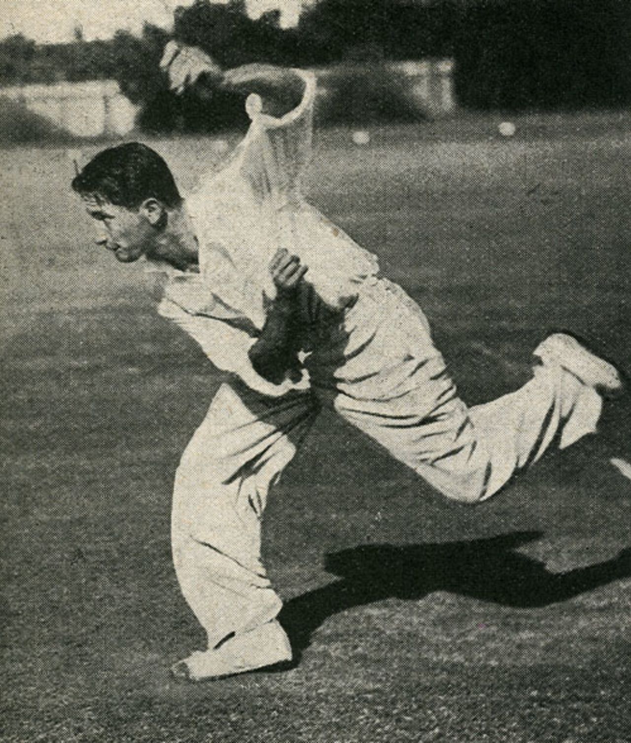 Norman Gordon bowling in the nets at Durban, South Africa v England, 5th Test, Durban, March 8, 1939