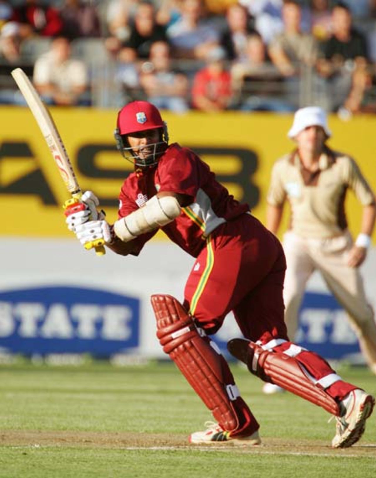 Daren Ganga of the West Indies watches the ball during his match against New Zealand at Auckland in February 2006