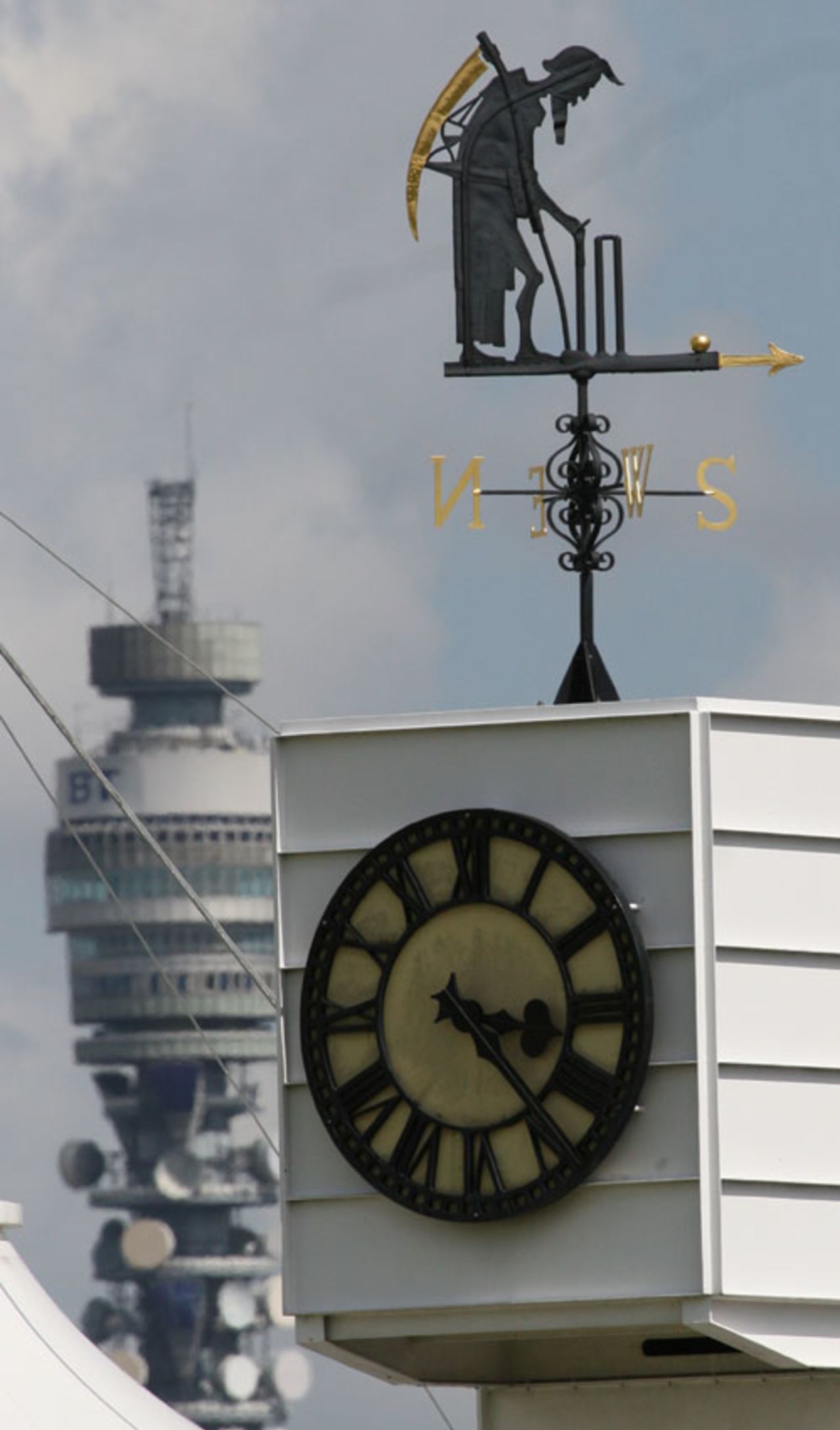 Father Time against the backdrop of the BT Tower, Middlesex v Somerset, Lord's, May 31, 2007
