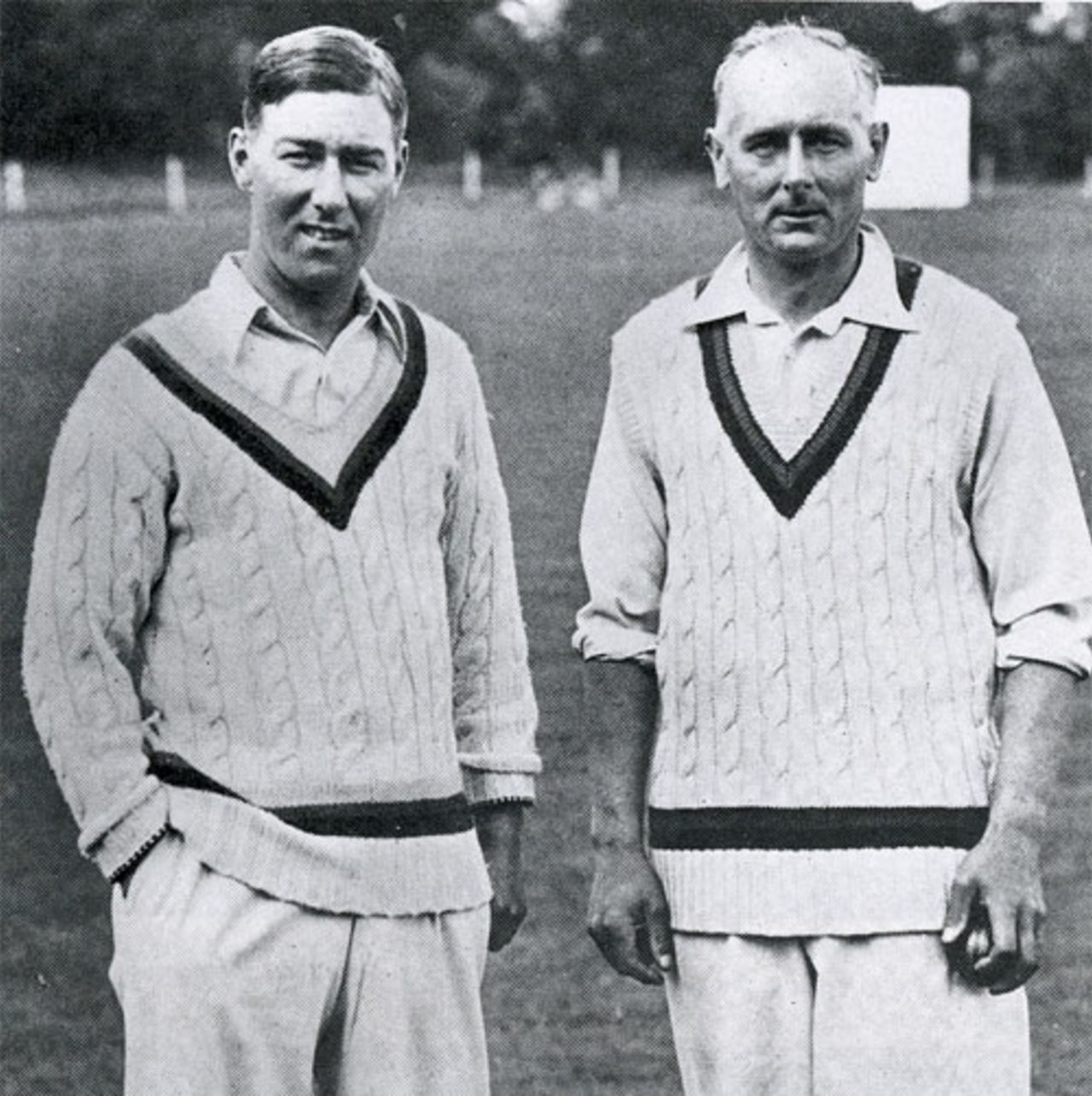 Norman Yardley and Hedley Verity in a charity game Ireland in September 1941. It was Verity's last match and he took 8 for 55