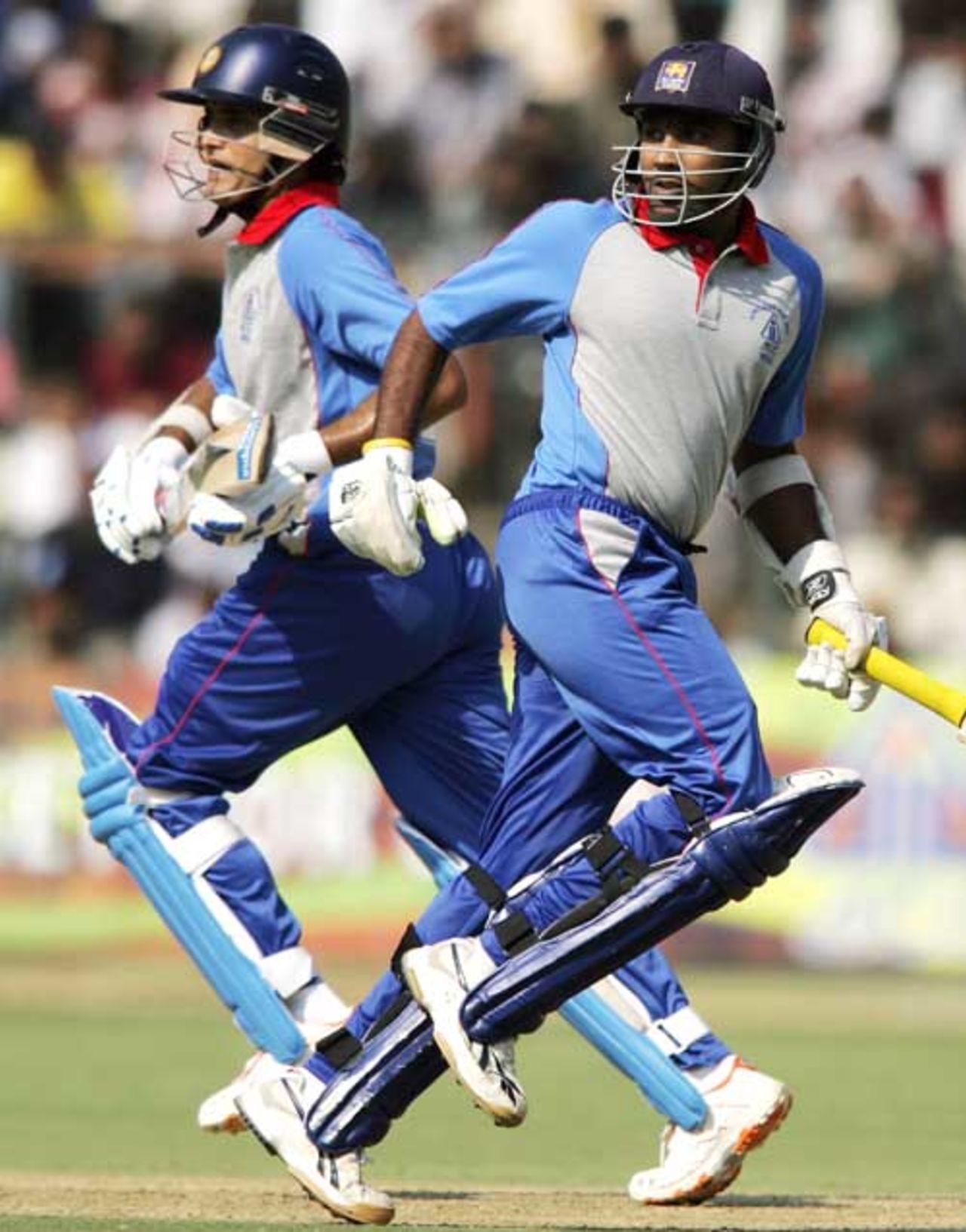 Sourav Ganguly and Mahela Jayawardene take runs, 1st ODI, Afro-Asia Cup, Bangalore, June 6