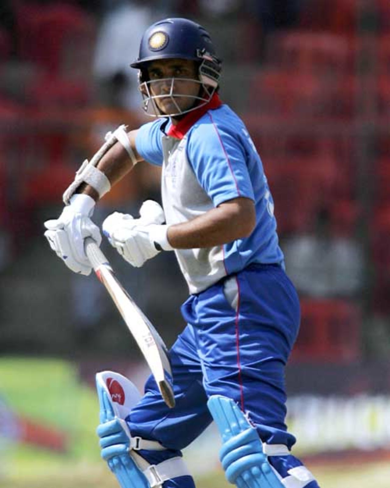 Sourav Ganguly looks back after edging the ball, 1st ODi, Afro-Asia Cup, Bangalore, June 6
