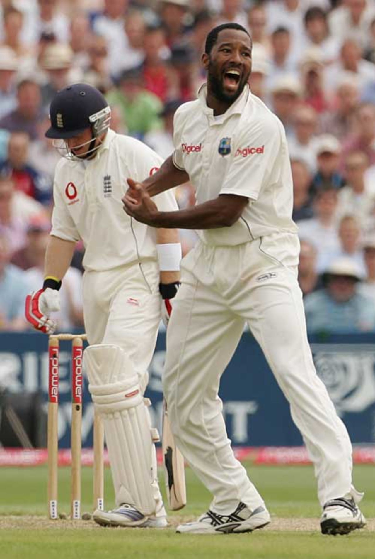 Corey Collymore removes Ian Bell for 97, England v West Indies, 3rd Test, Old Trafford, June 8, 2007