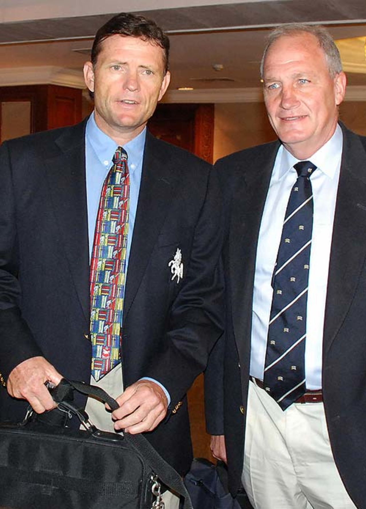 Graham Ford and John Emburey arrive in Chennai to stake their claim to be the new coach of the Indian team, Chennai, June 9, 2006.