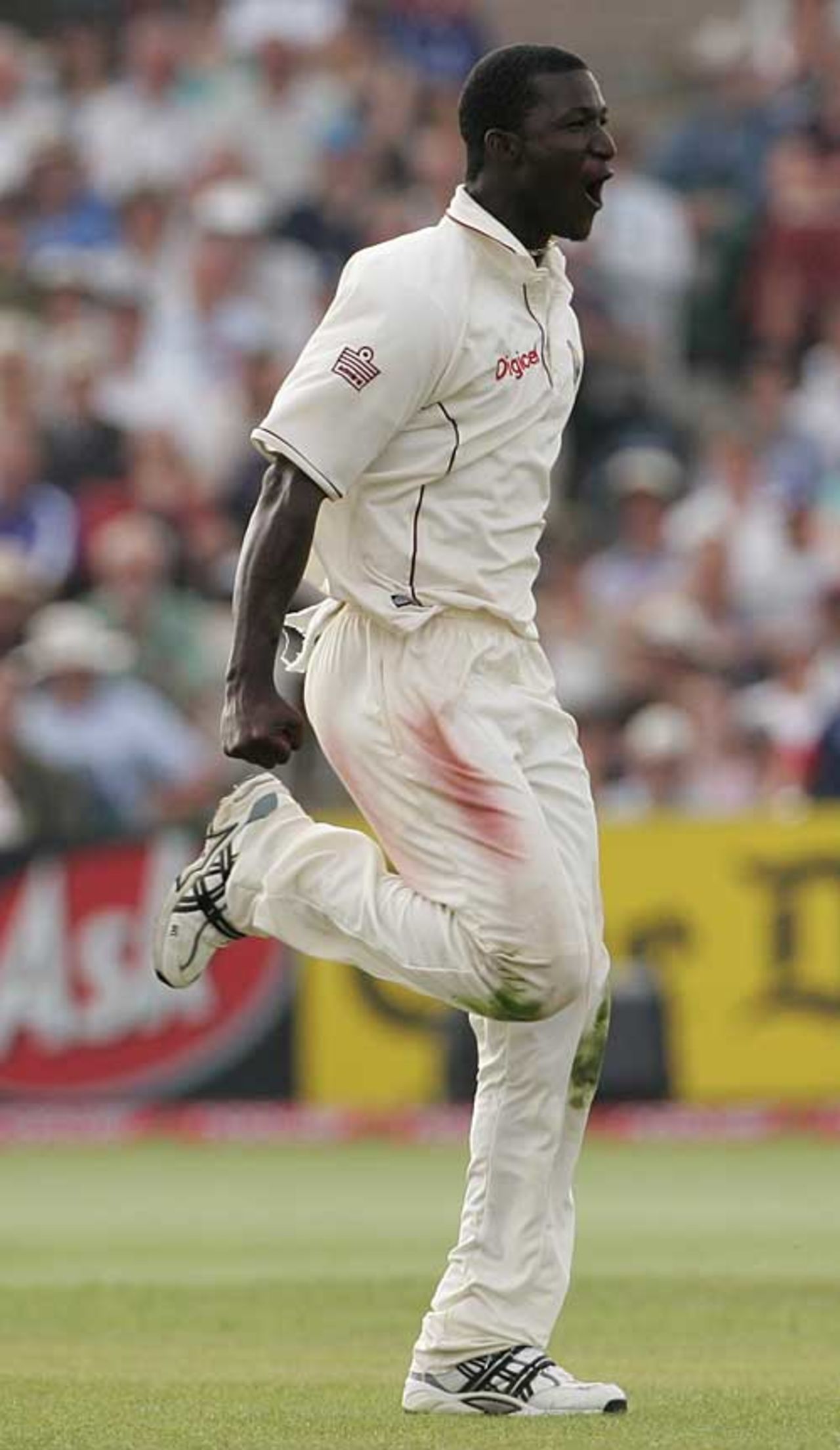 Darren Sammy celebrates one of his seven wickets, England v West Indies, 3rd Test, Old Trafford, June 9, 2007