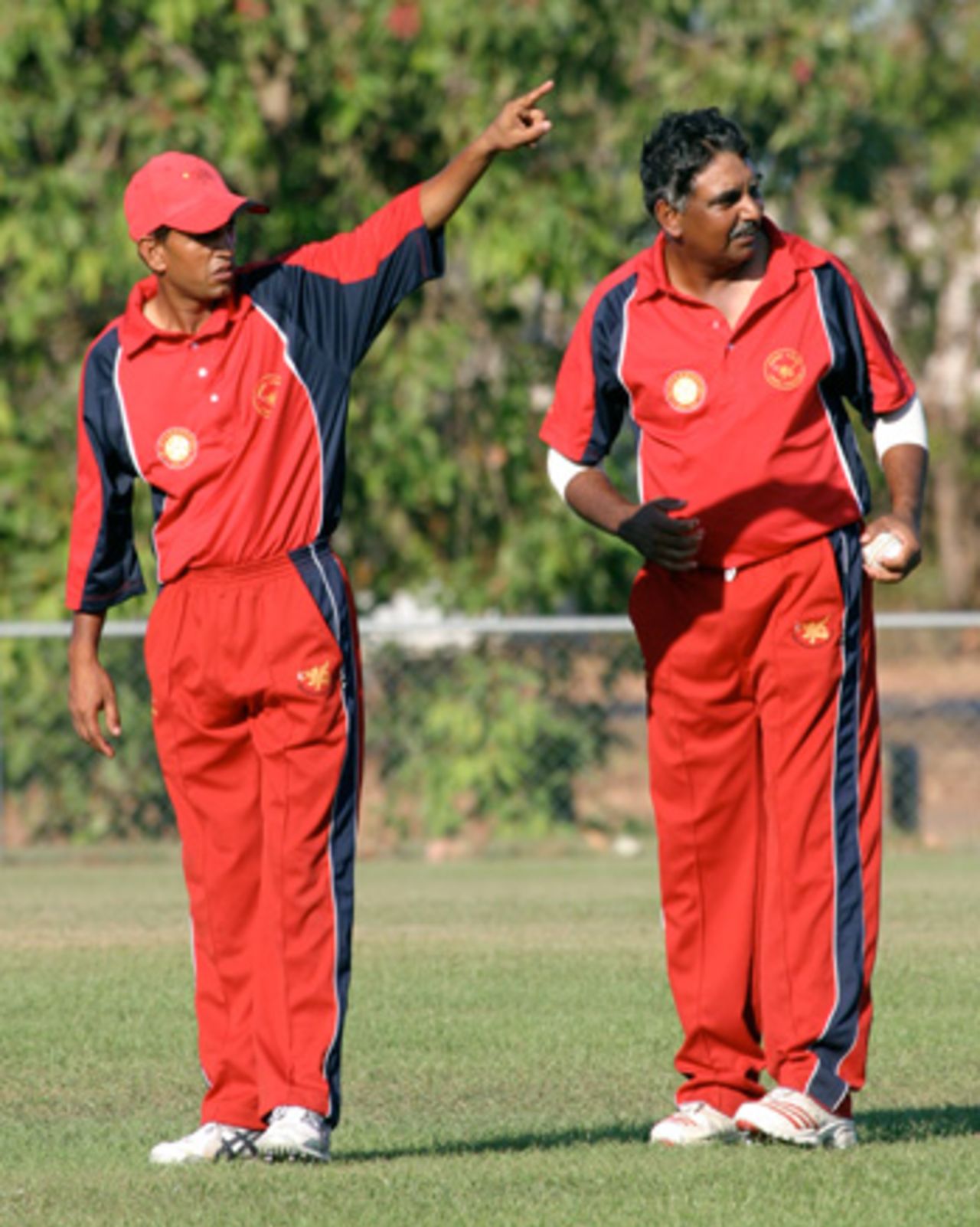 Ilyas Gull gives Rahul Sharma the chance to finish things off in his last outing for Hong Kong v. Tanzania, Power Park - ICC WCL Div 3 - 02.06.2007