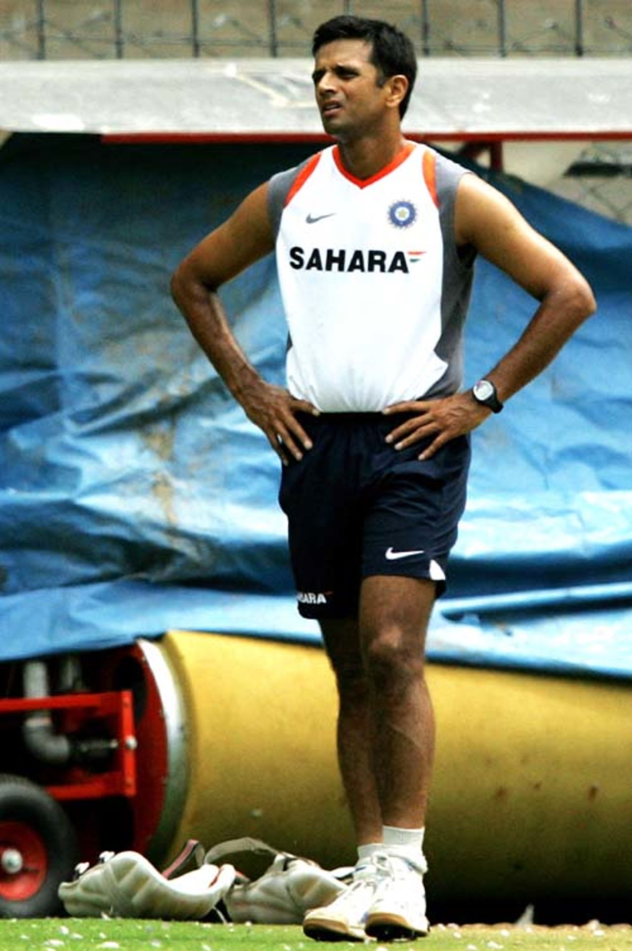Rahul Dravid looks on during the second day of the Batsmen's camp at the Chinnaswamy Stadium, Bangalore, June 10, 2007.