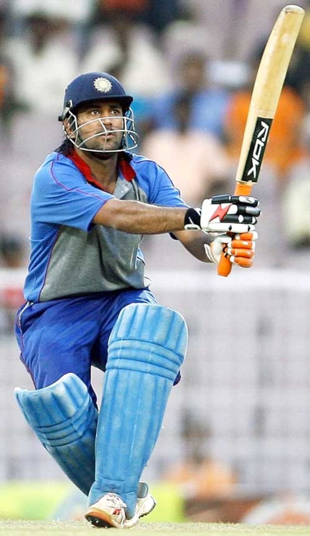 MS Dhoni clobbers this one to the mid-wicket boundary during the third ODI of the Afro-Asia Cup, Chennai, June 10, 2007