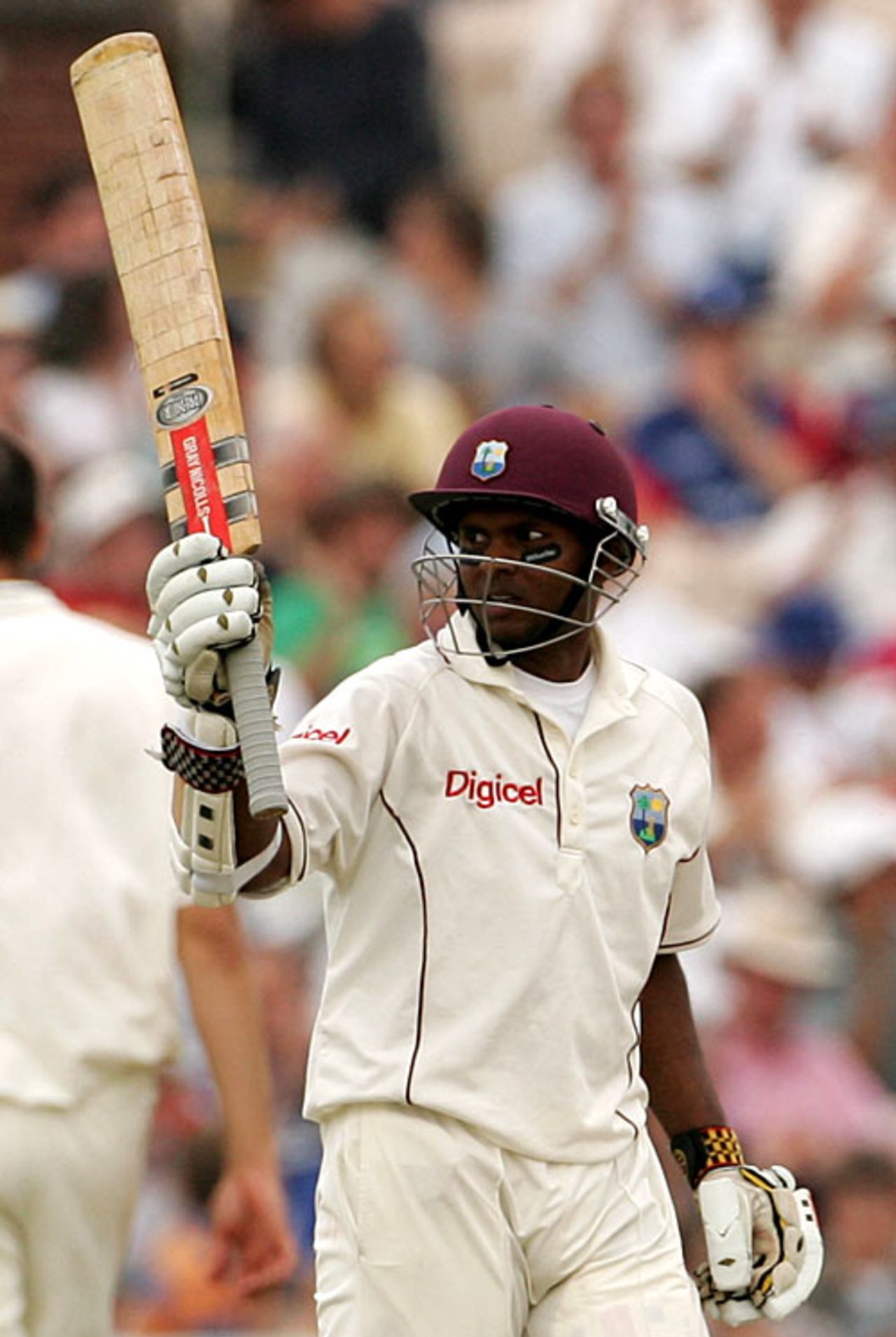 Shivnarine Chanderpaul acknowledges his fifty, England v West Indies, 3rd Test, Old Trafford, June 10, 2007