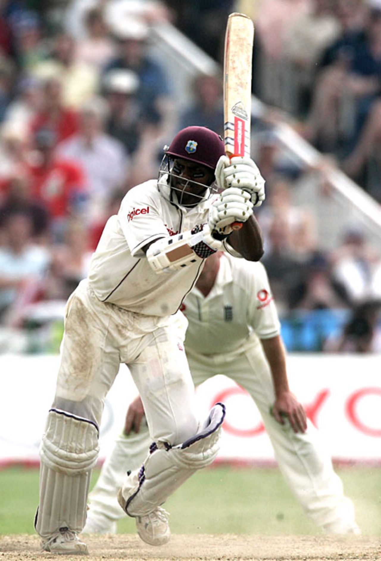 Shivnarine Chanderpaul flicks one through midwicket, England v West Indies, 3rd Test, Old Trafford, June 10, 2007