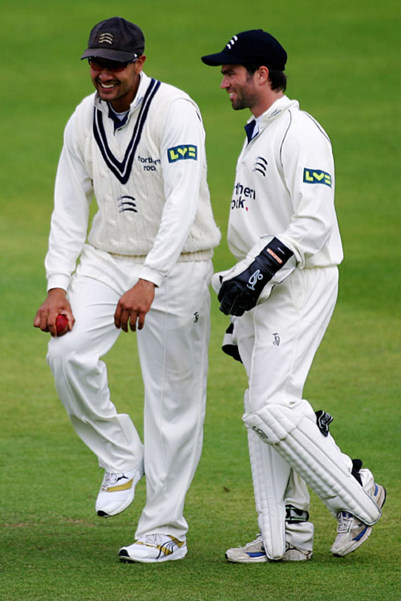 Owais Shah and Ben Scott share a joke, Middlesex v Essex, County Championship, Lord's, June 16, 2007