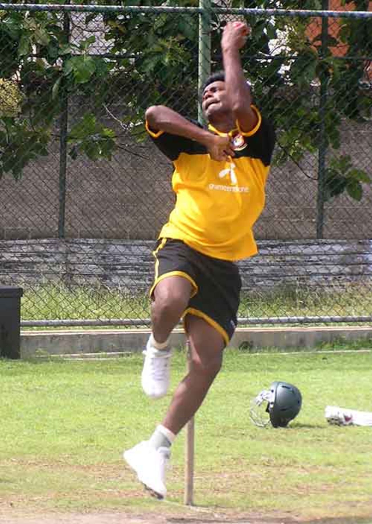 Mohammad Rafique has a bowl in the nets, Colombo, June 19, 2007